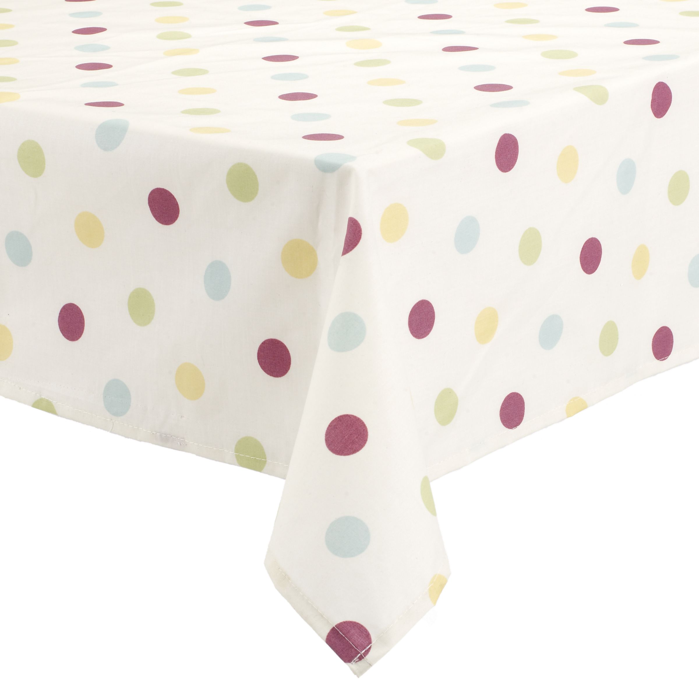 John Lewis Dotty Wipe Clean Tablecloth, White / Multi, W140 x L230cm