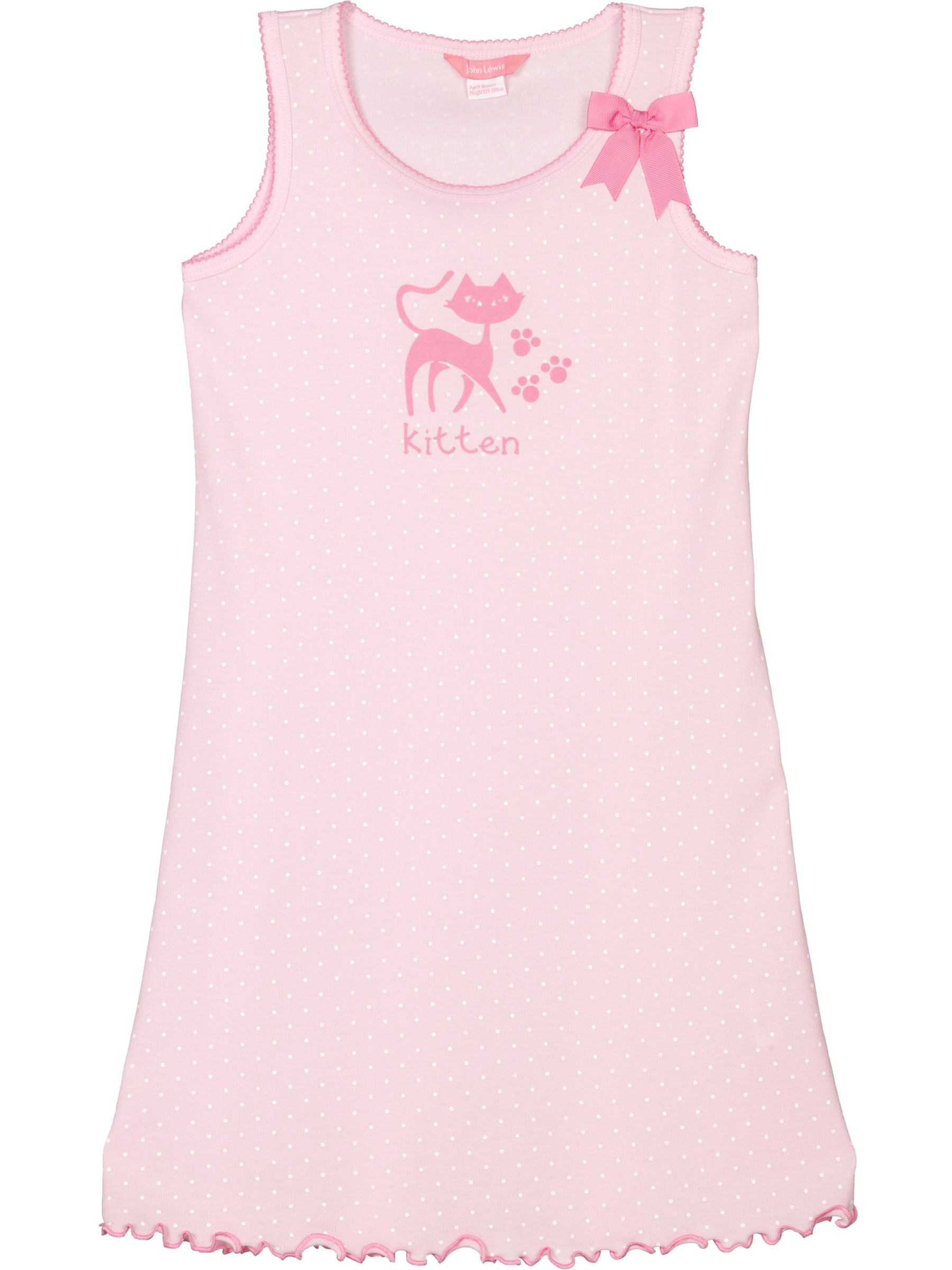 John Lewis Cat Nightdress, Pink, Age 10-11