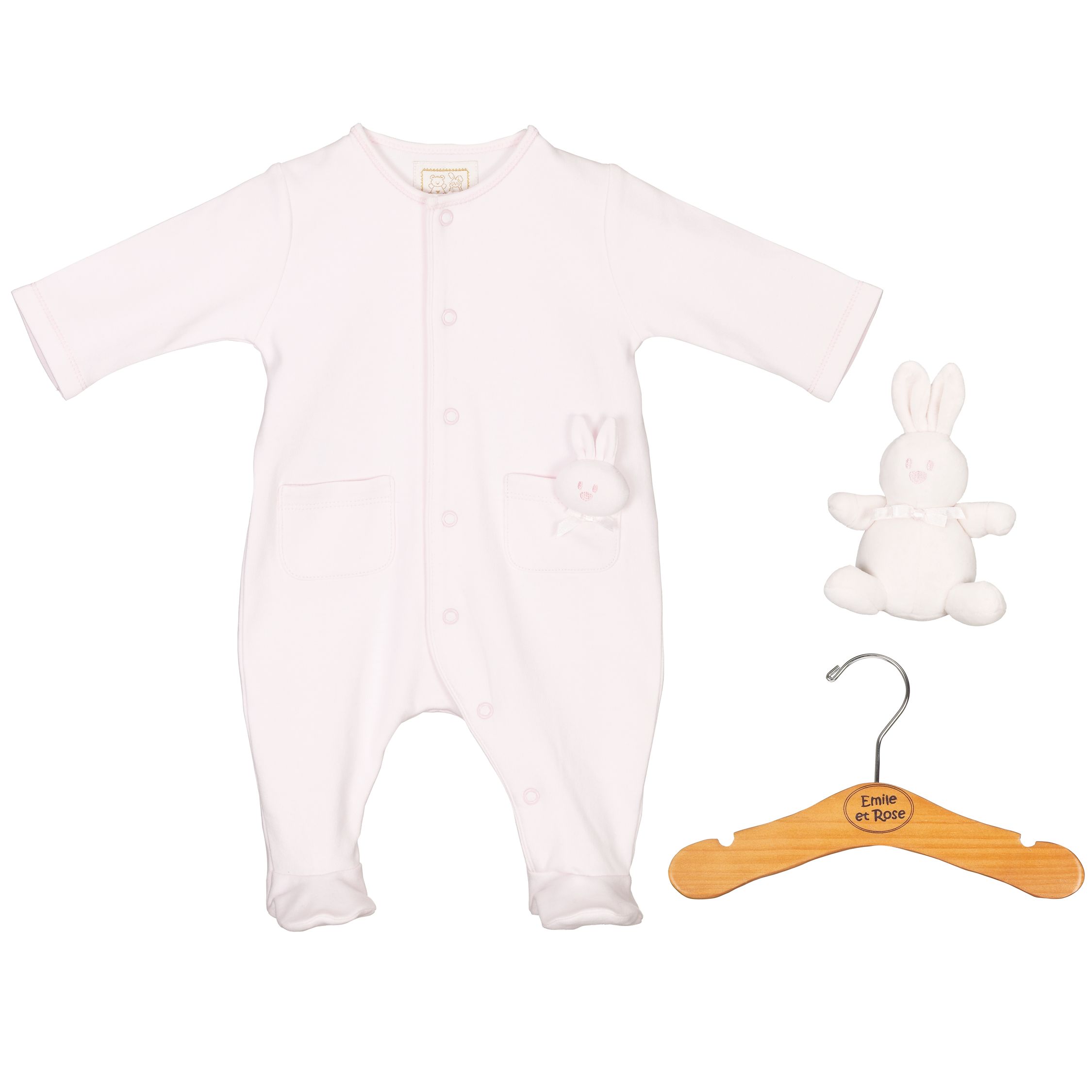 Emile et Rose All-In-One With Feet, Pink, 0-1 Month