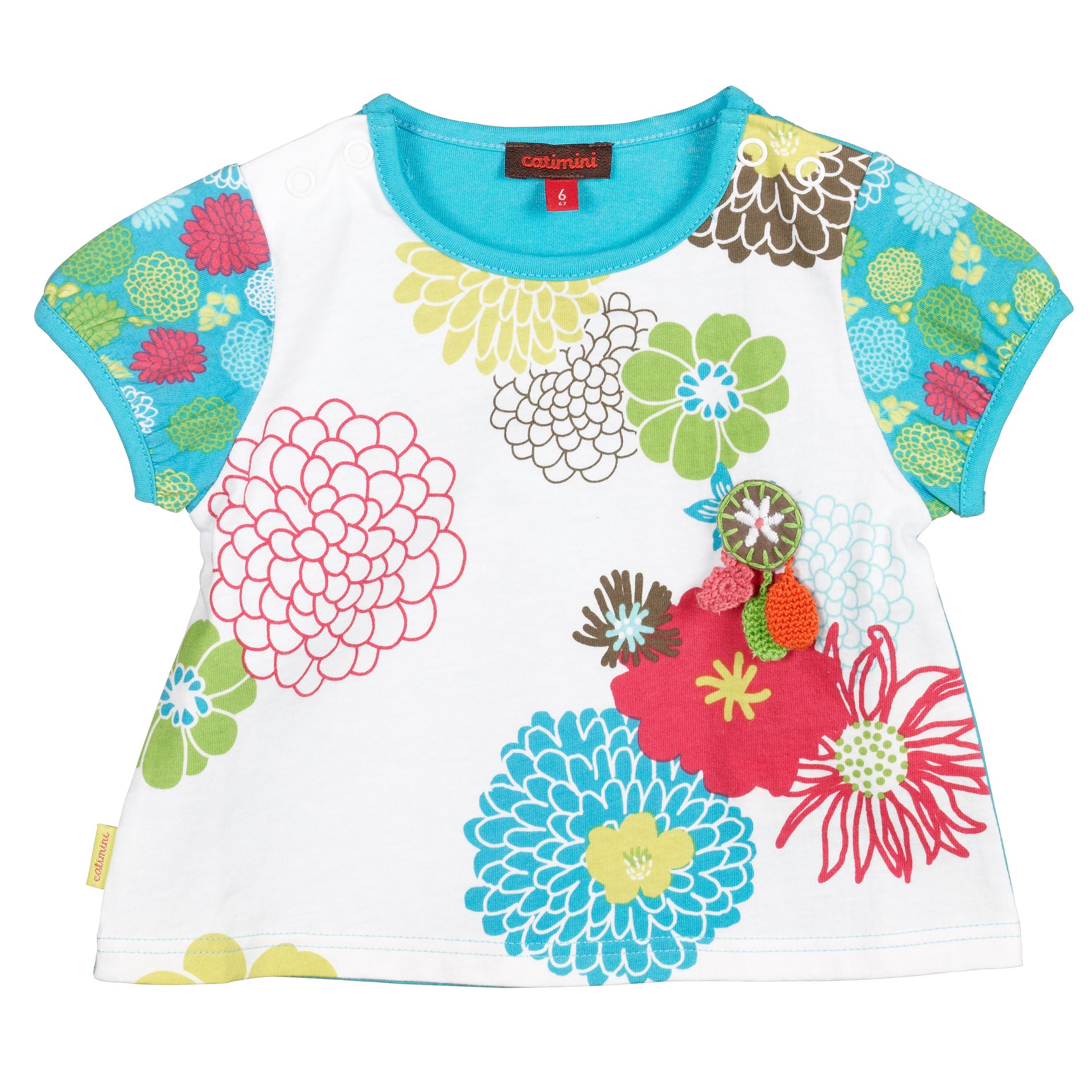 Catimini Floral Print T-Shirt, Multi, 6 Months