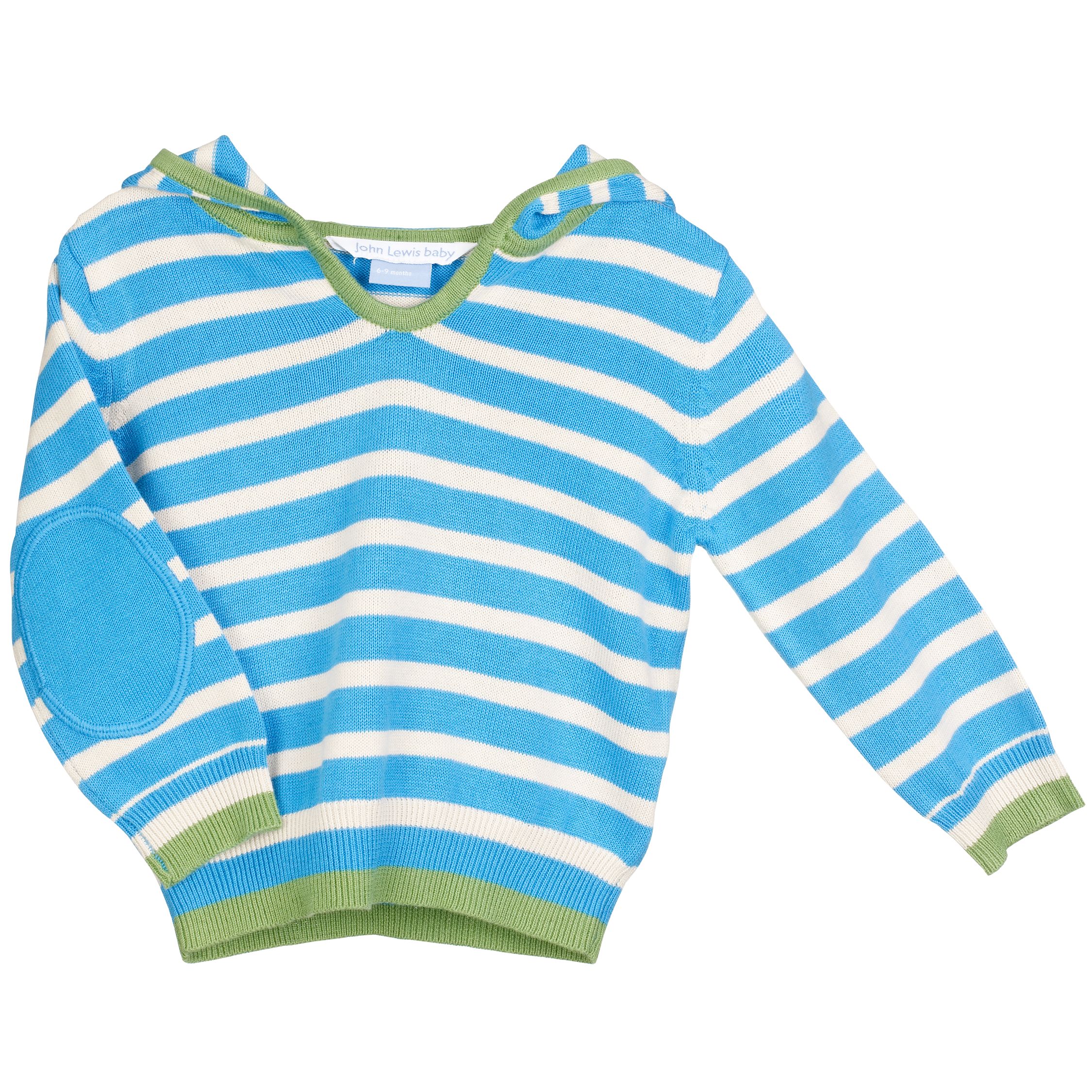 John Lewis Baby Striped Hoodie Blue 36 Months