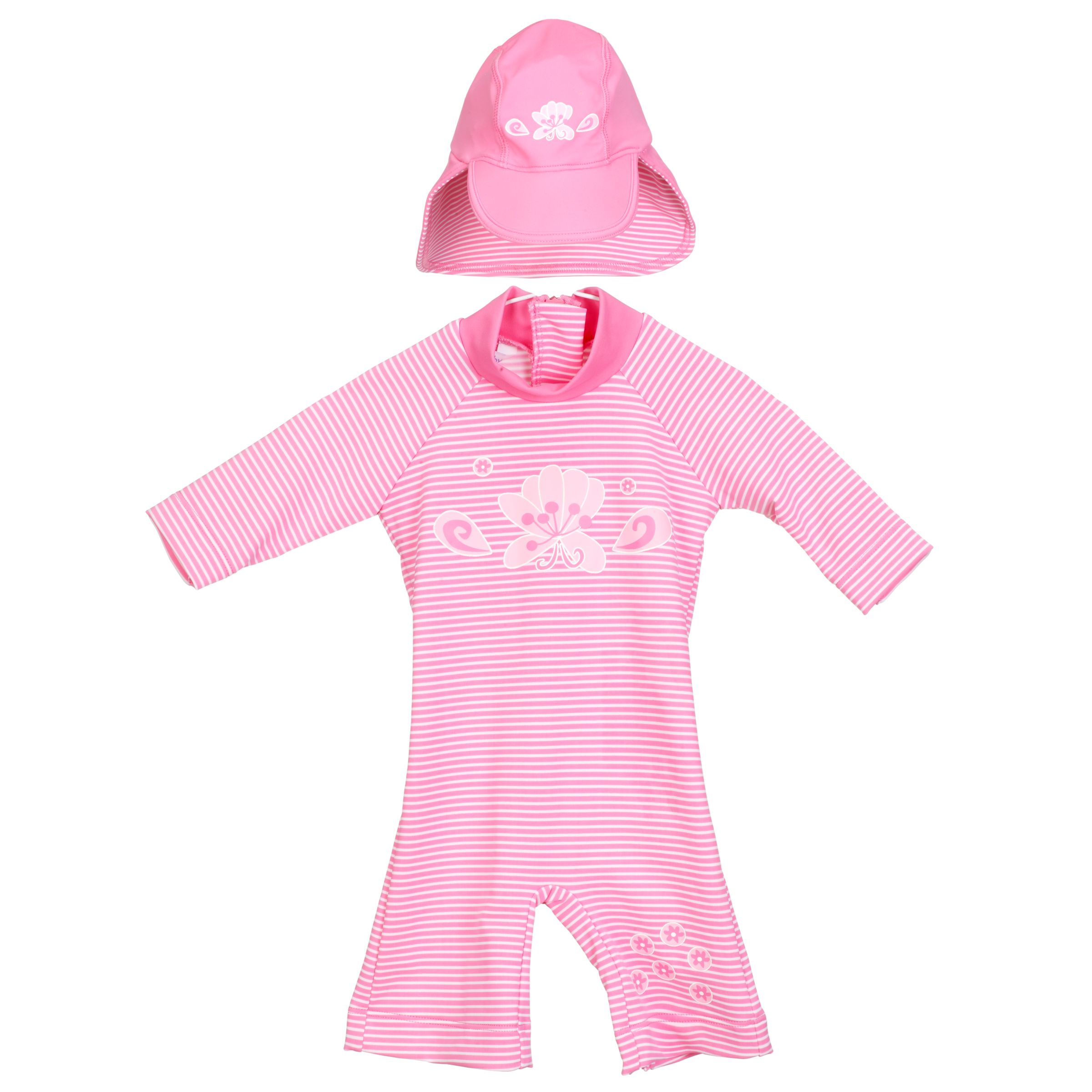 John Lewis Baby Striped Sun Protector and Hat Pink 69 Months