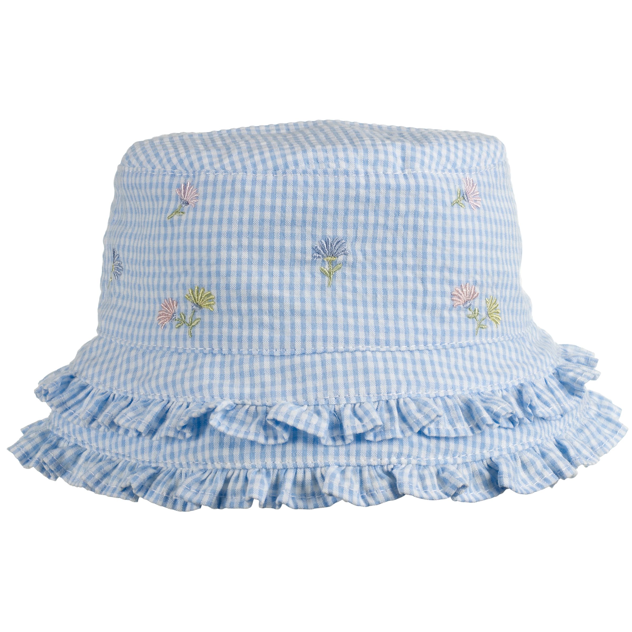John Lewis Seersucker Cloche Hat, Blue, 6-12 Months