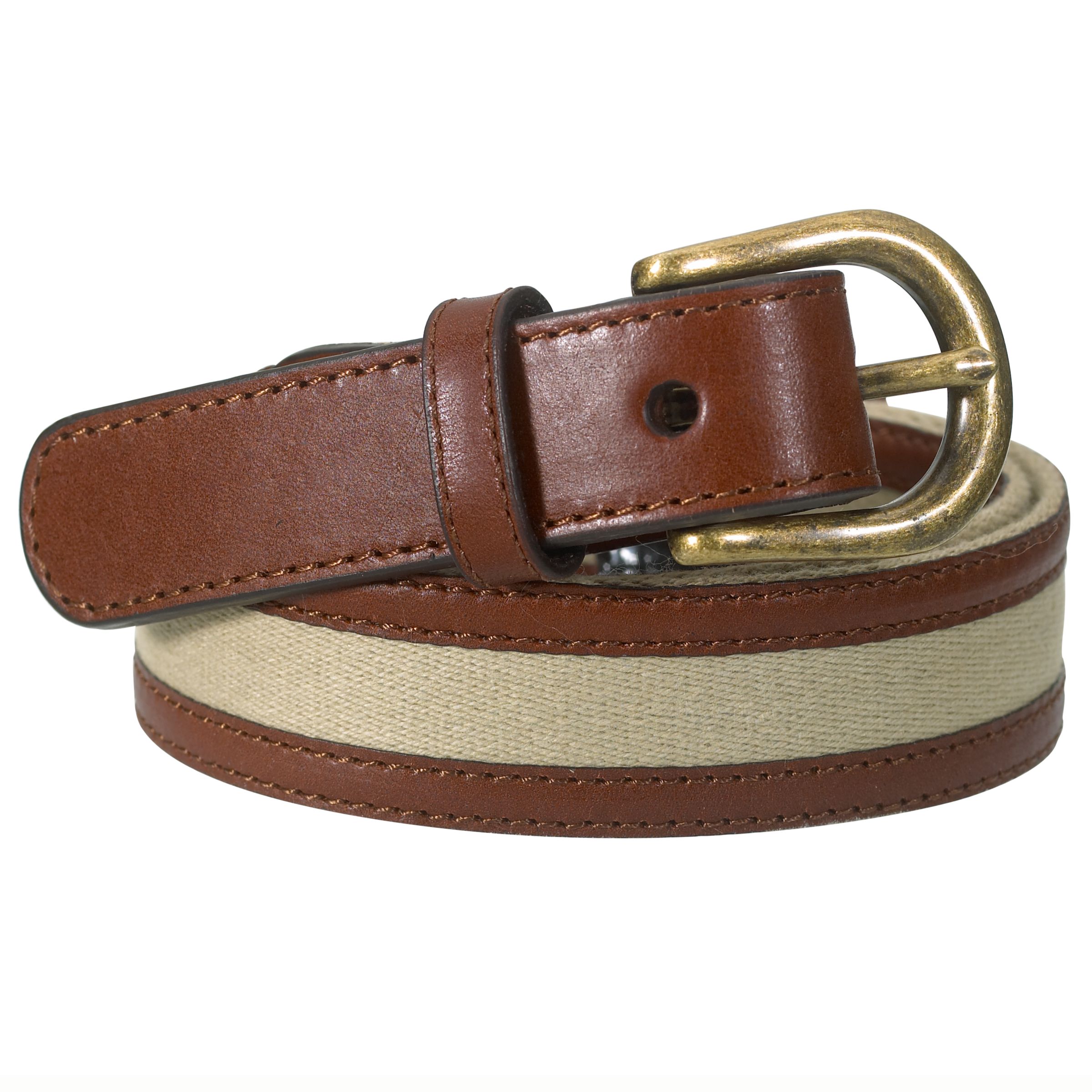 John Lewis Canvas and Leather Belt, Natural, Large