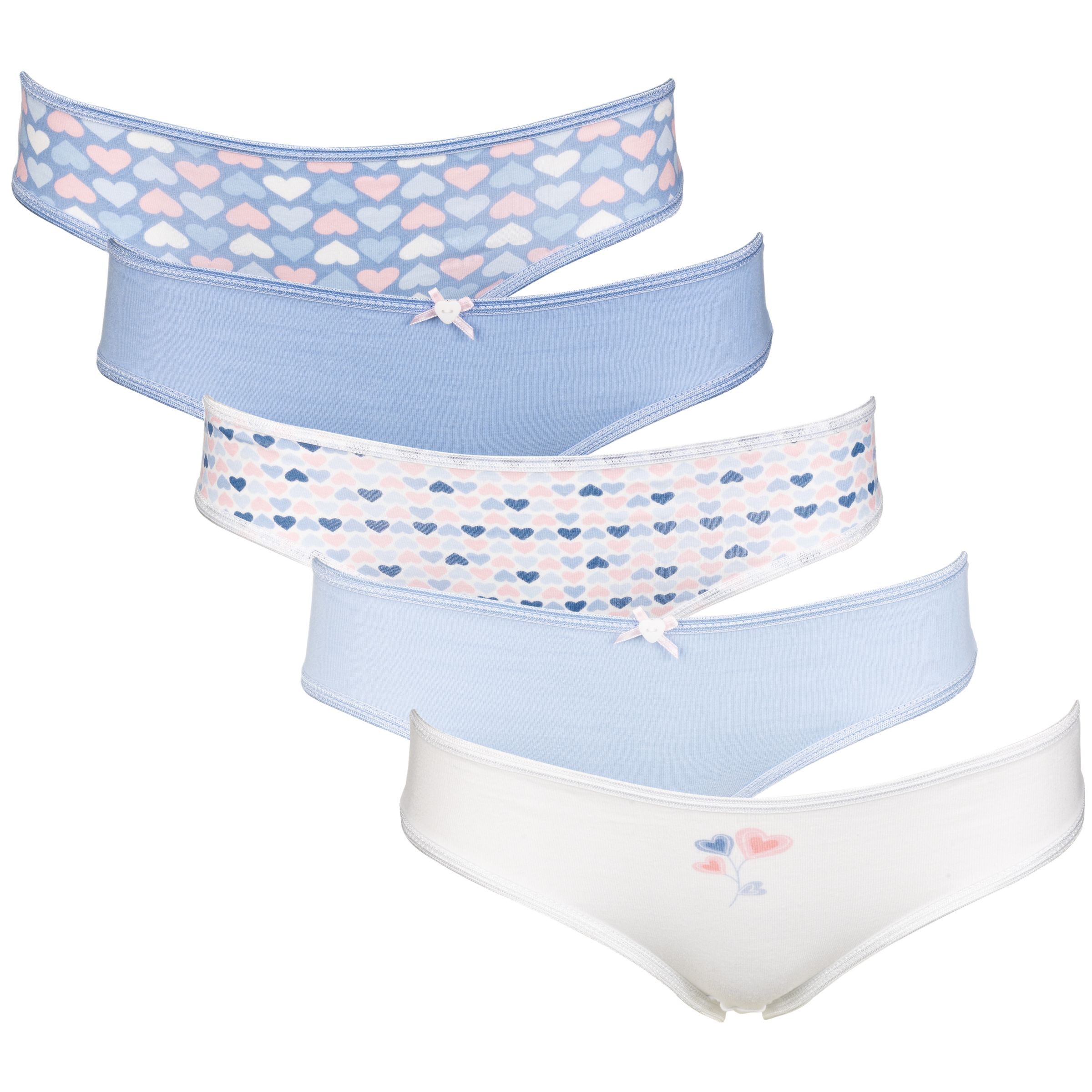 John Lewis Heart Briefs, Pack of 5, Blue, 2-3 Years