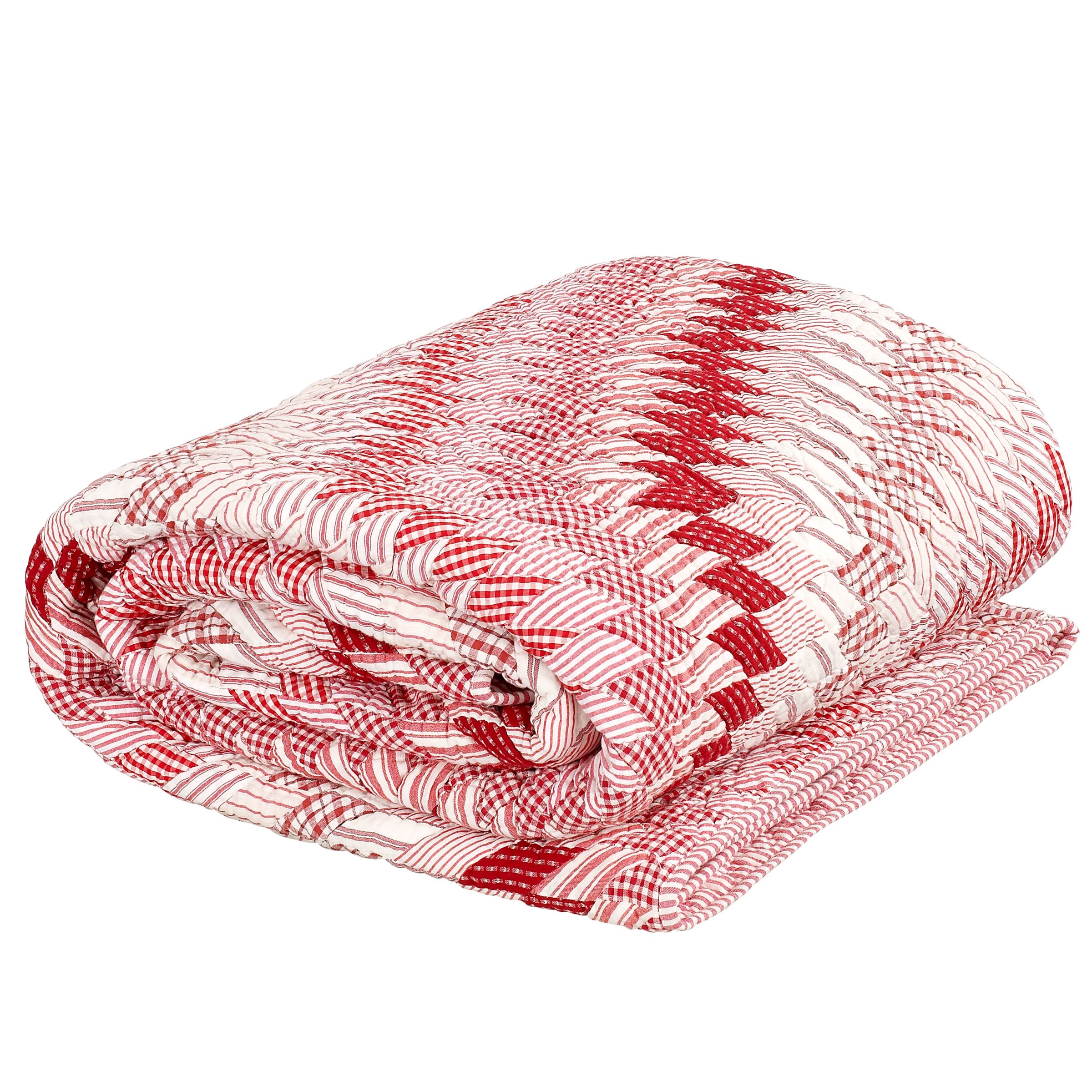 John Lewis Vermont Patchwork Bedspread Red White W200 x L260cm