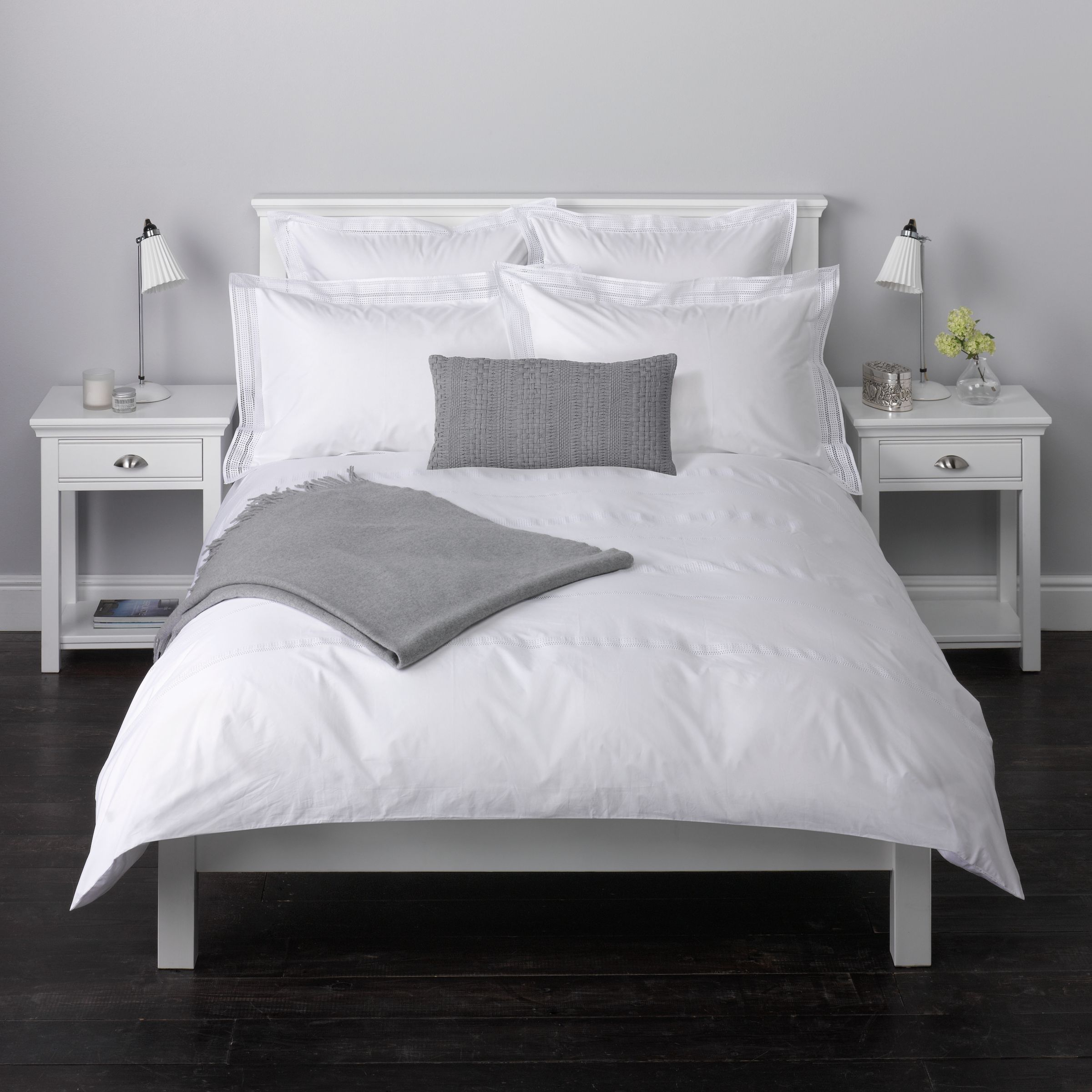 John Lewis Chloe Duvet Cover, White, Single