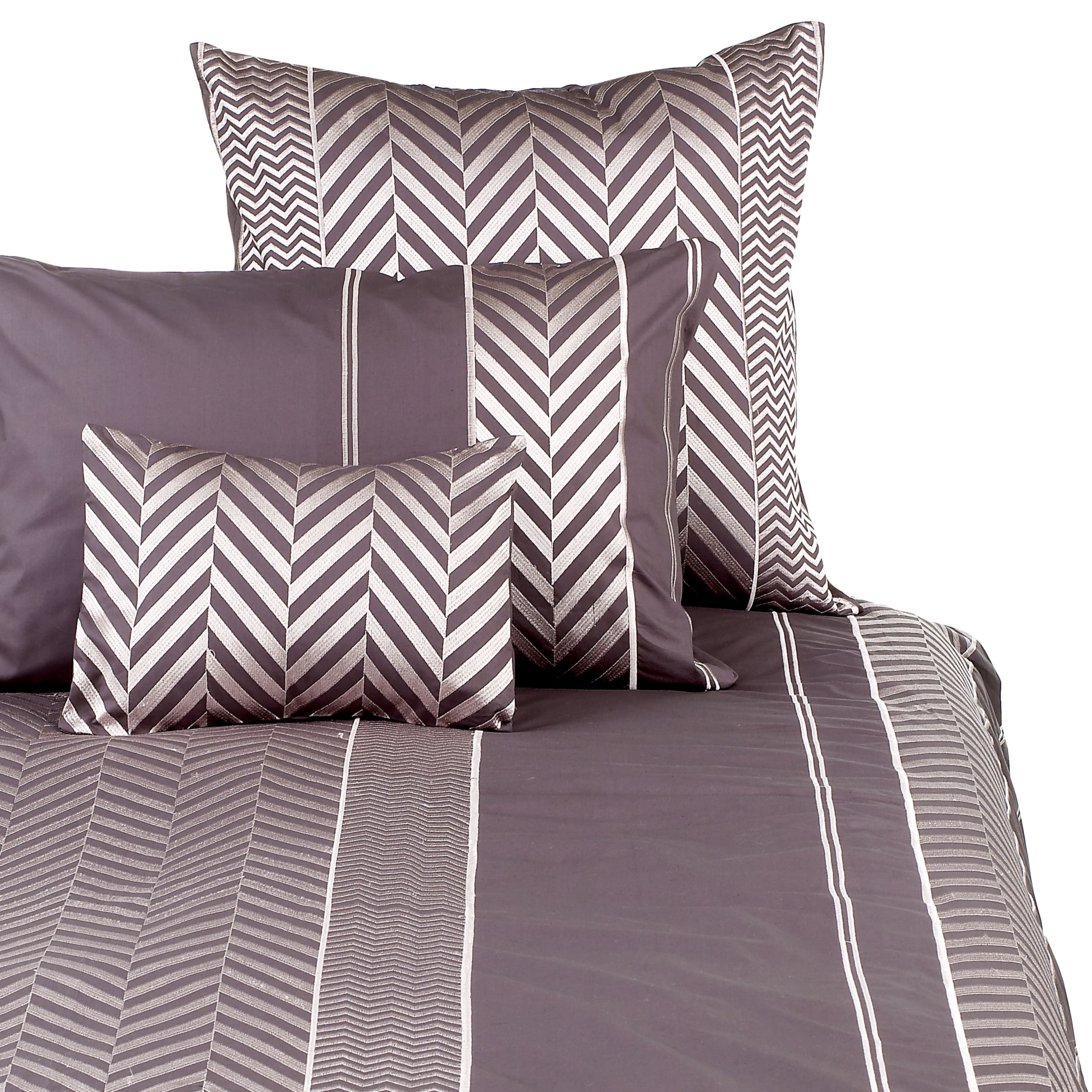 John Lewis Herringbone Pillowcases, Grey