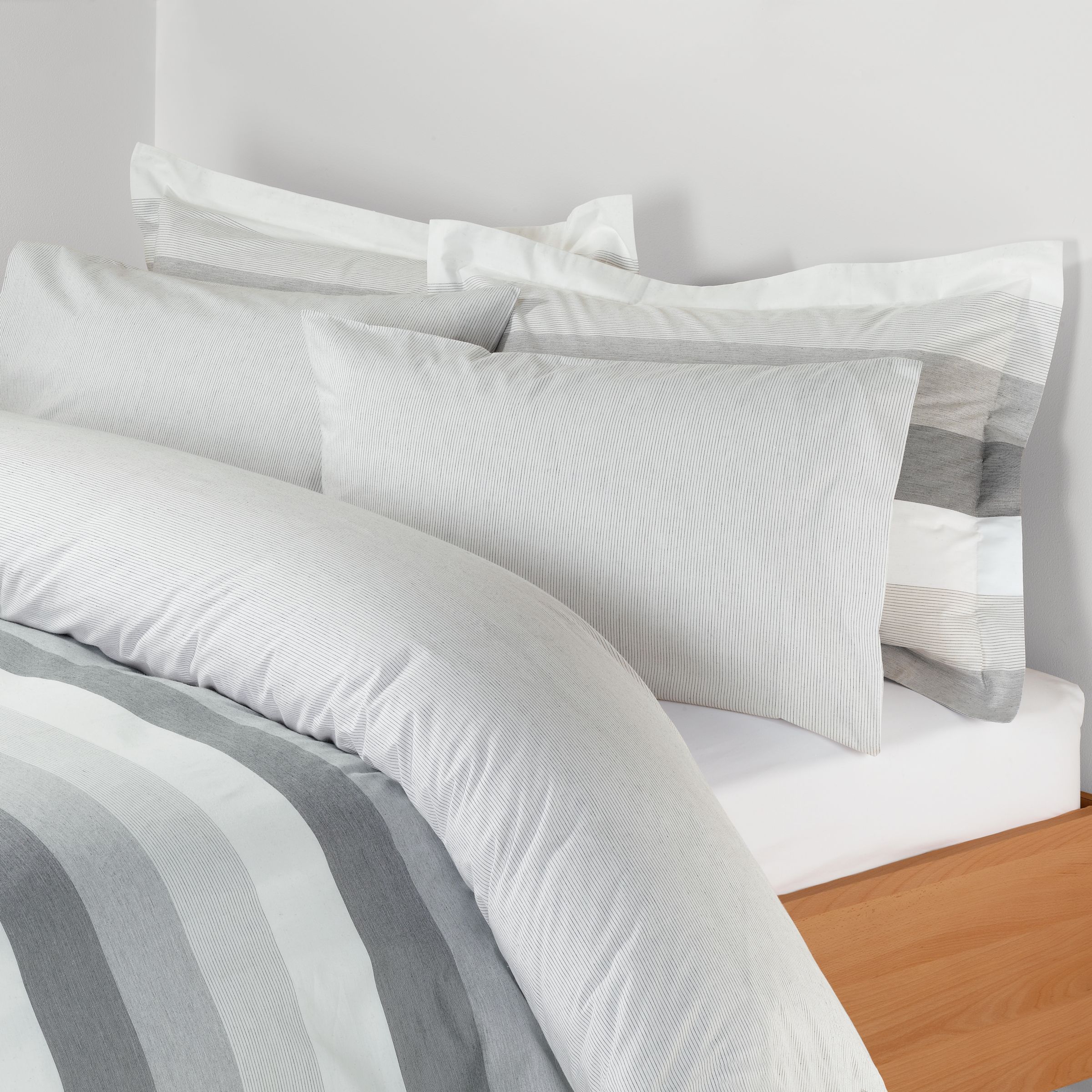 John Lewis City Stripe Pillowcases, White / Grey