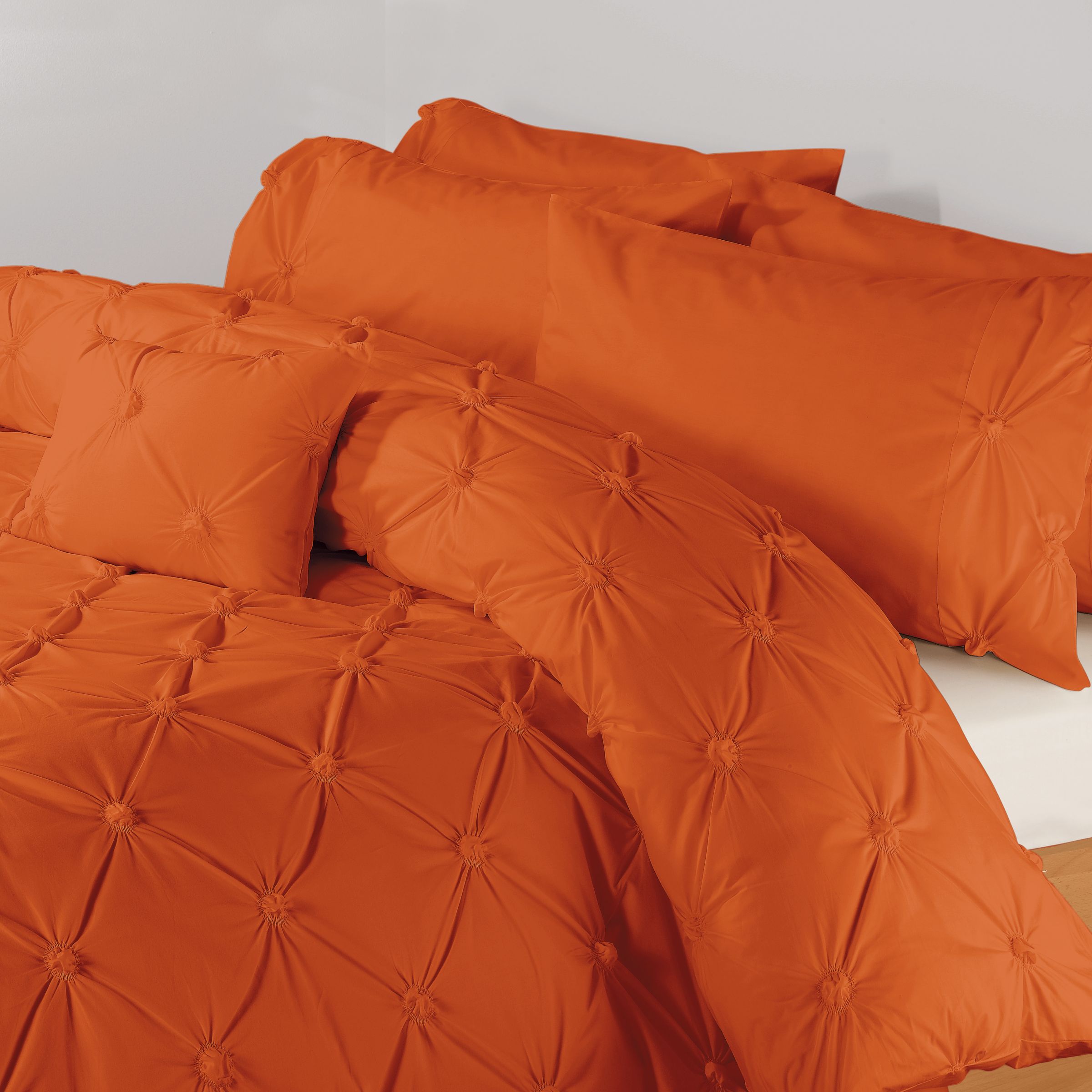 John Lewis Ruched Duvet Cover, Mandarin, Super