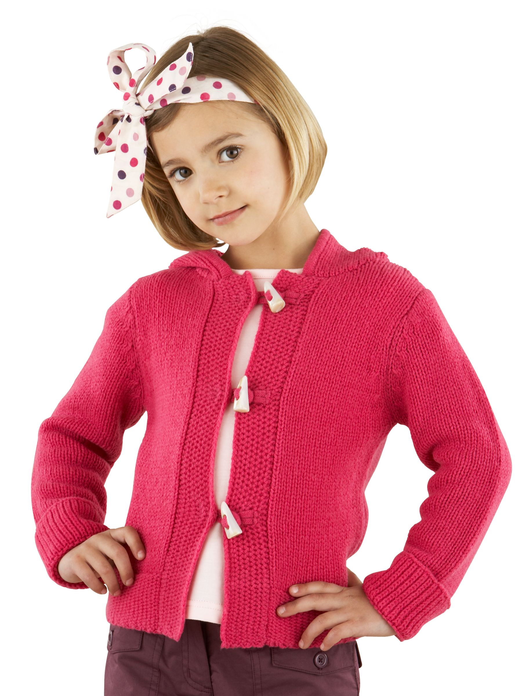 John Lewis Honeycombe Hooded Cardigan, Pink