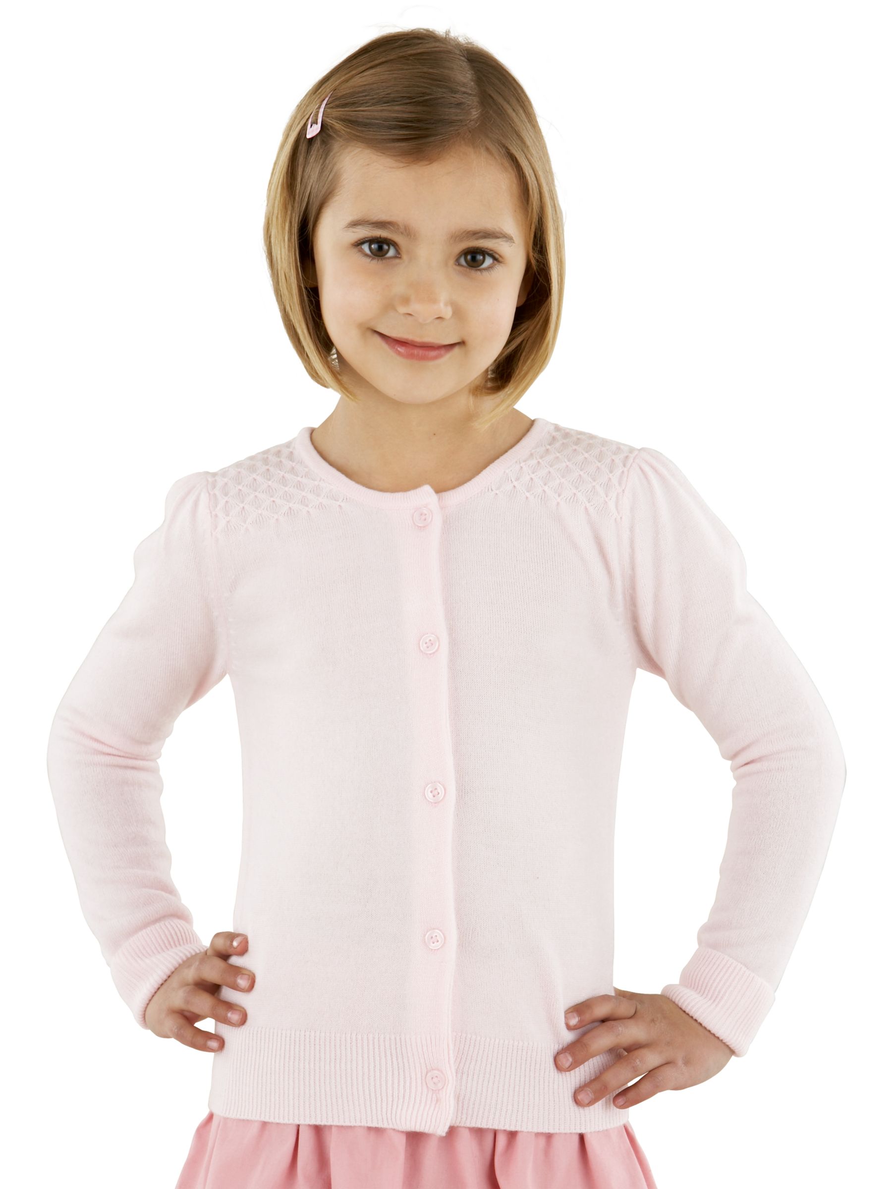 John Lewis Smocked Cardigan, Pink, 12-13 Years