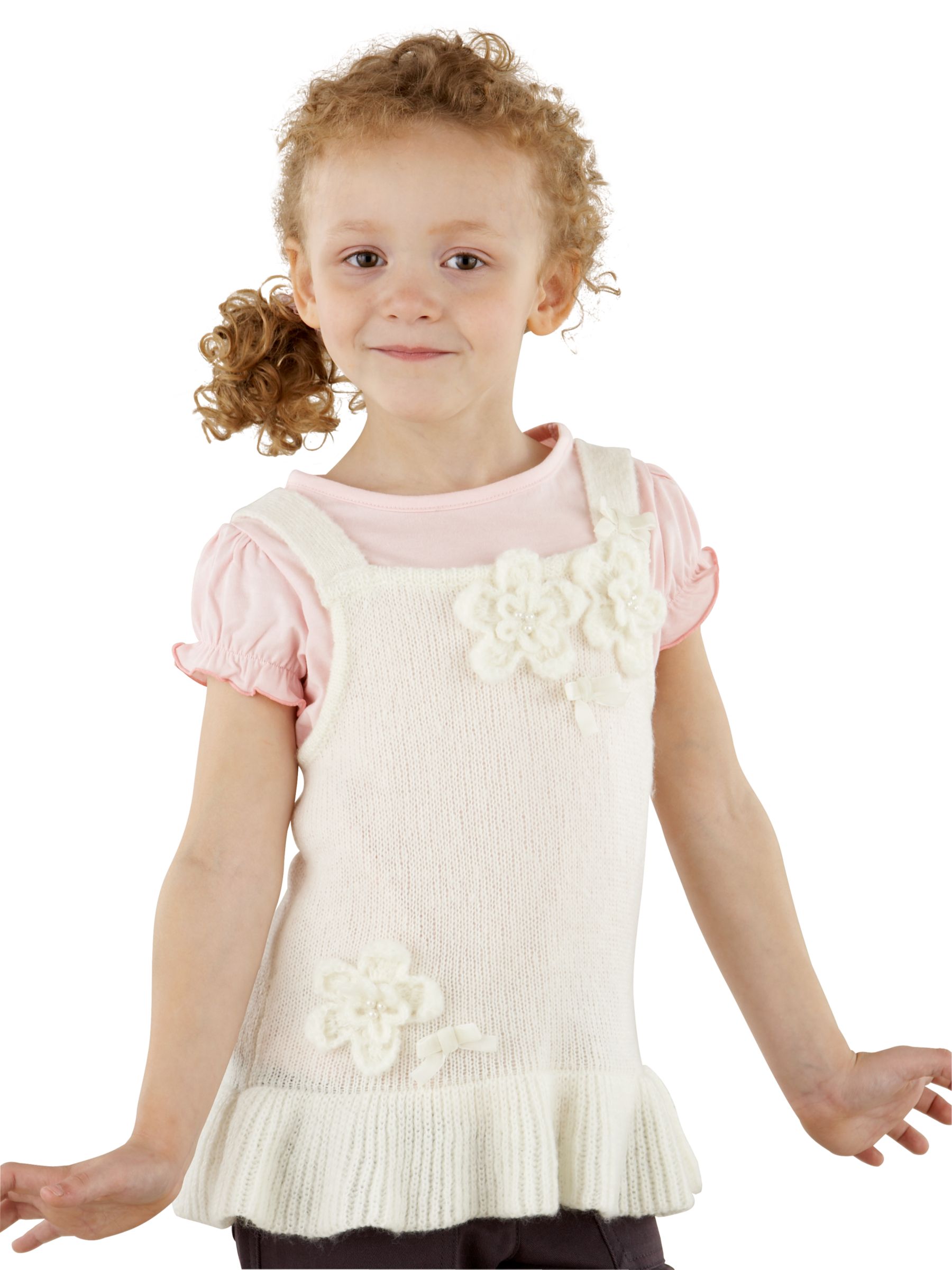 John Lewis 2 in 1 Top, Pink/Cream, 2-3 Years