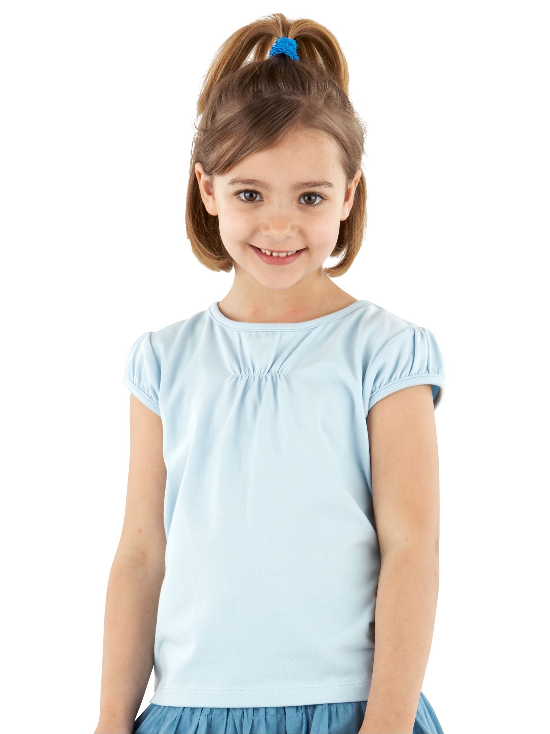 John Lewis Girls T-Shirts, Pack of 2, Cream/Sky Blue, 12-13 Years