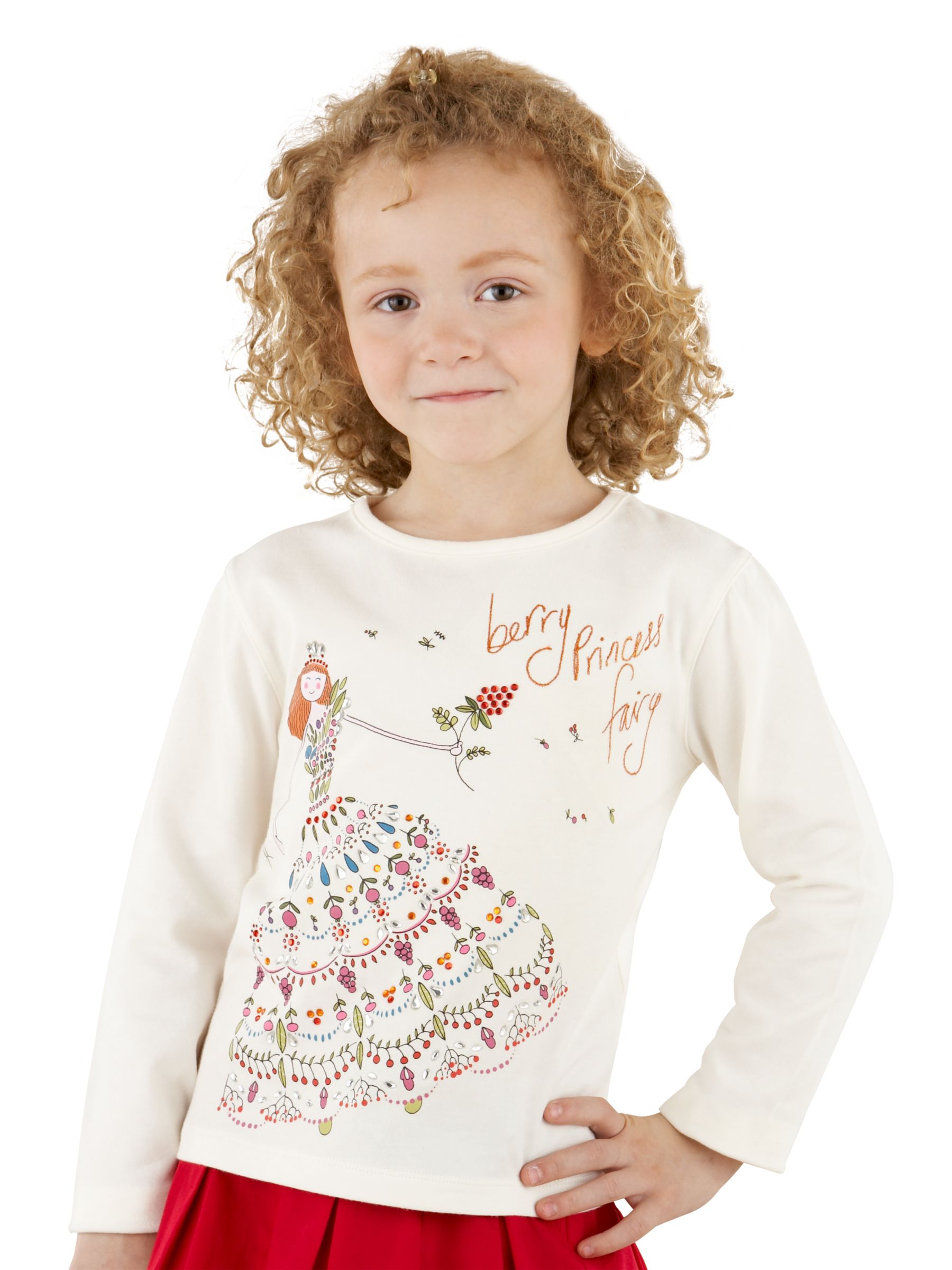 John Lewis Berry Princess T-Shirt, Cream, 7-8 Years