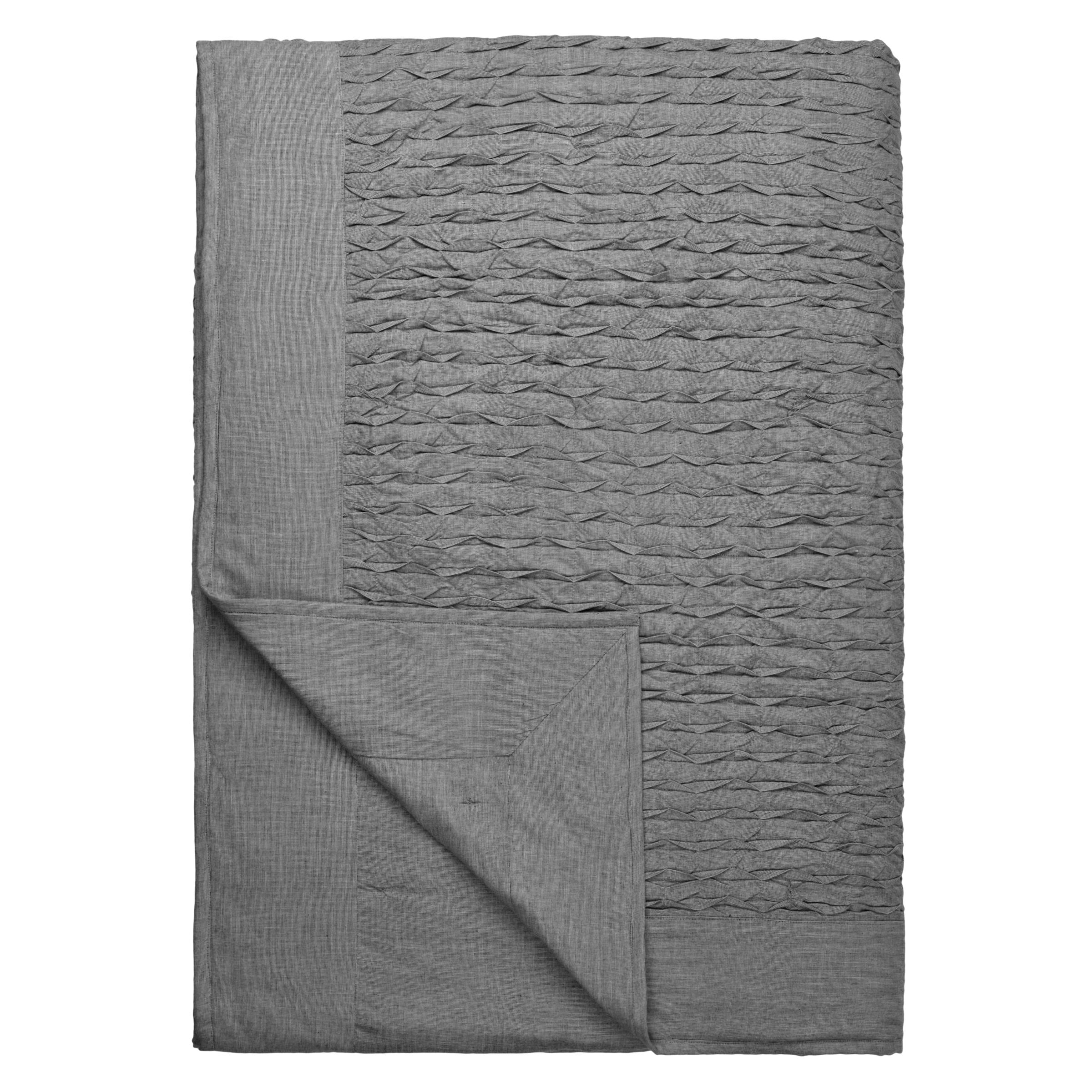 John Lewis Cotton Pleats Bedspread Grey W260 x L260cm
