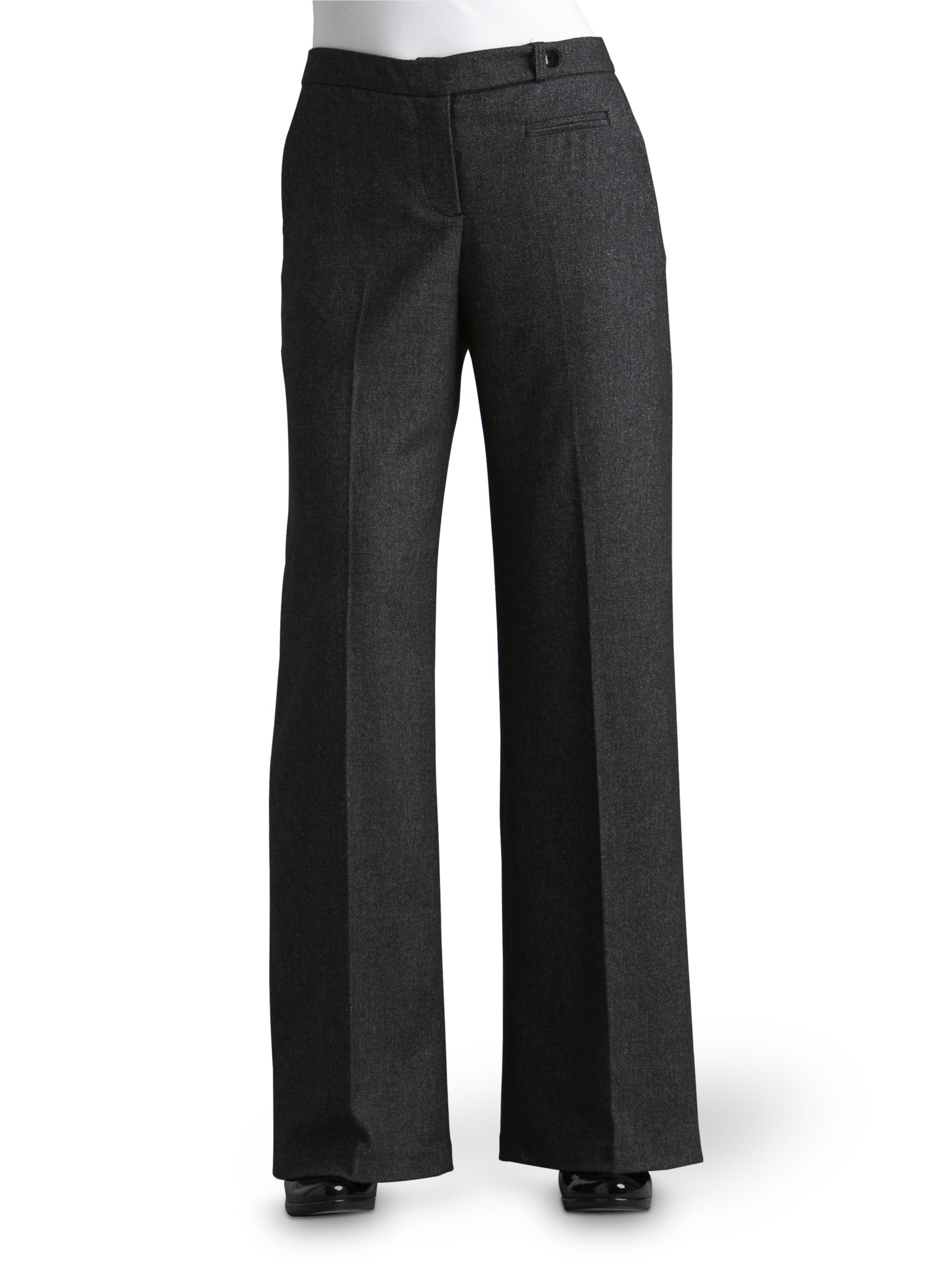 Great Plains Tweed Wide Leg Trousers, Black, Size 8