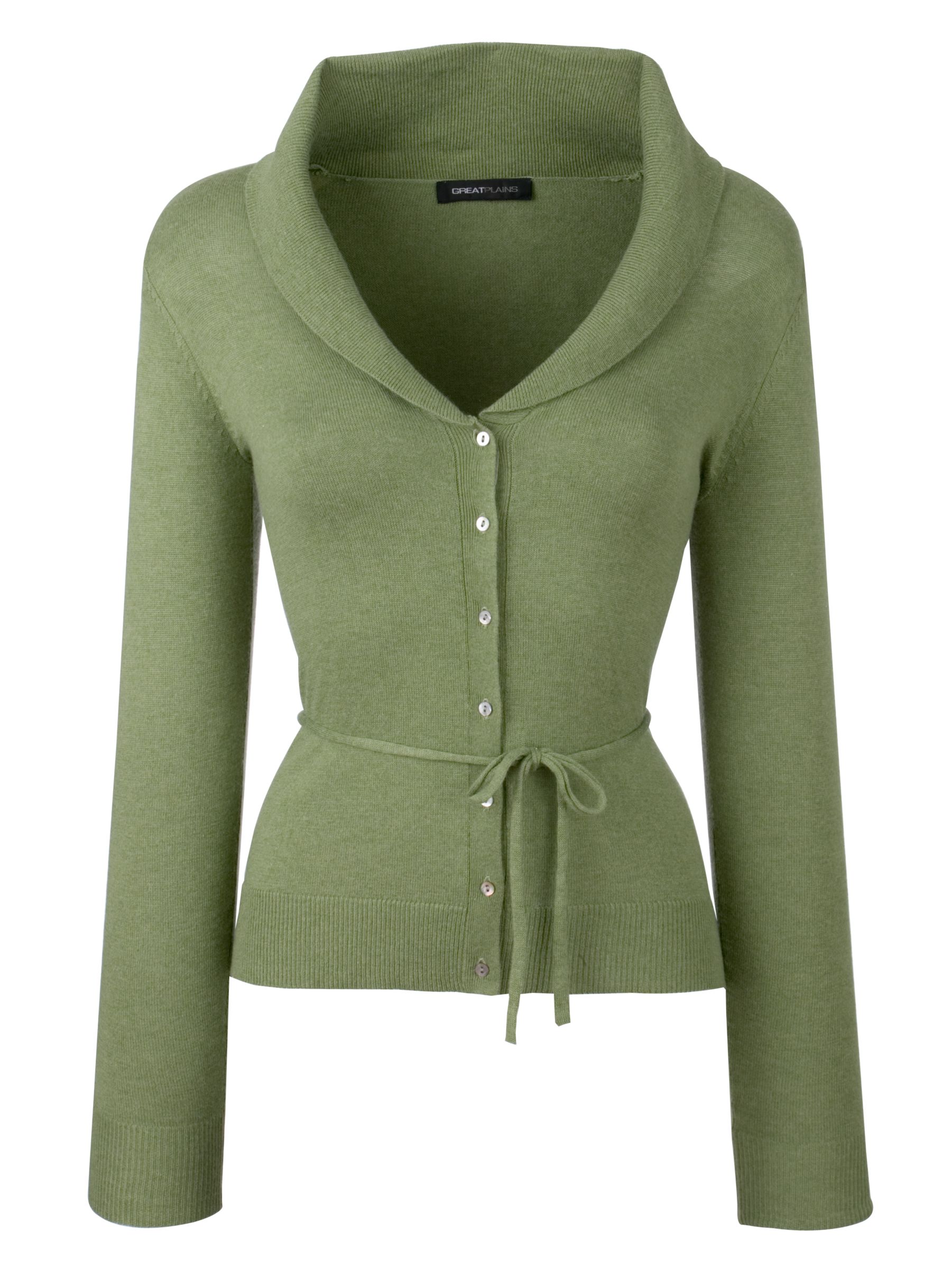 Great Plains Shawl Collar Belt Cardigan, Green