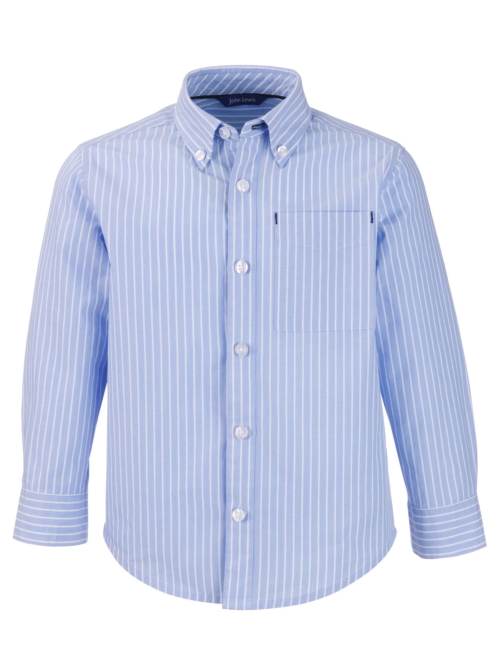 John Lewis Striped Formal Shirt, White/Blue, 8-9 Years