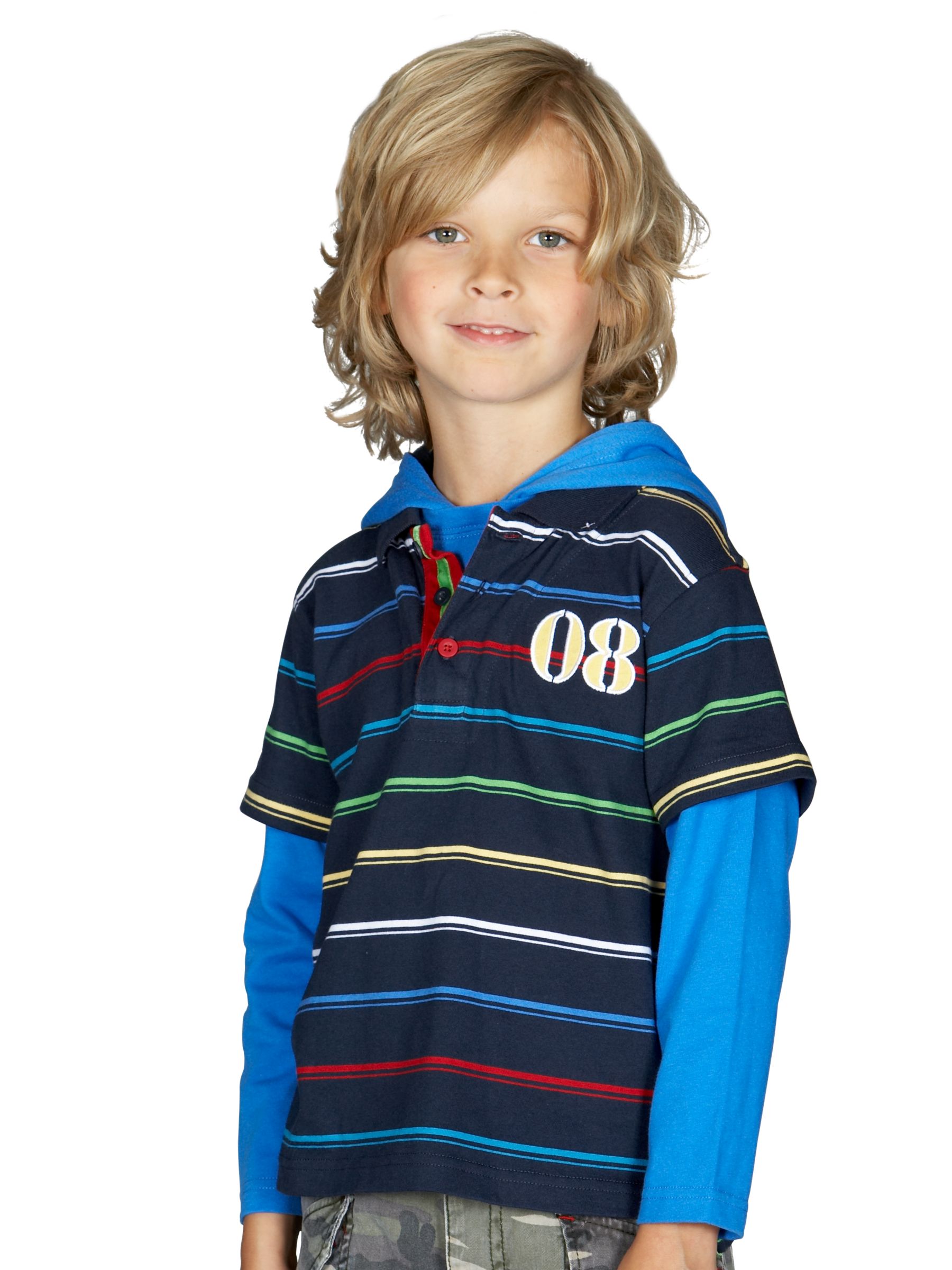 John Lewis Striped Hoodie, Navy, 2-3 Years