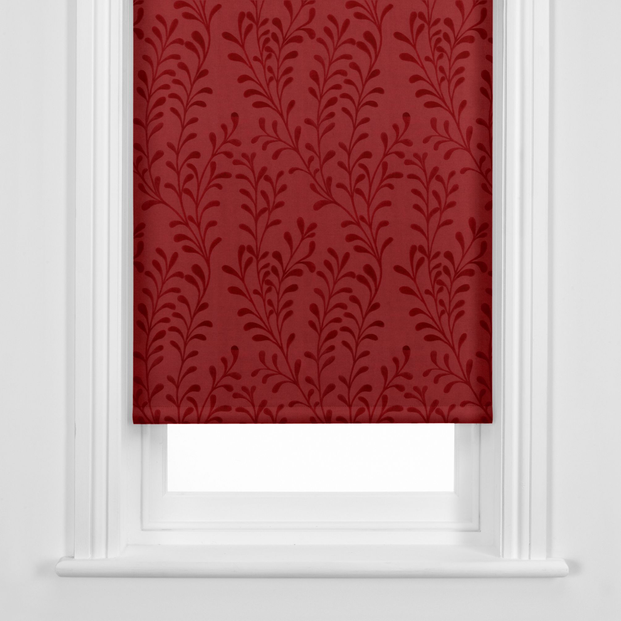 John Lewis Flocked Branch Roller Blind, Russet,