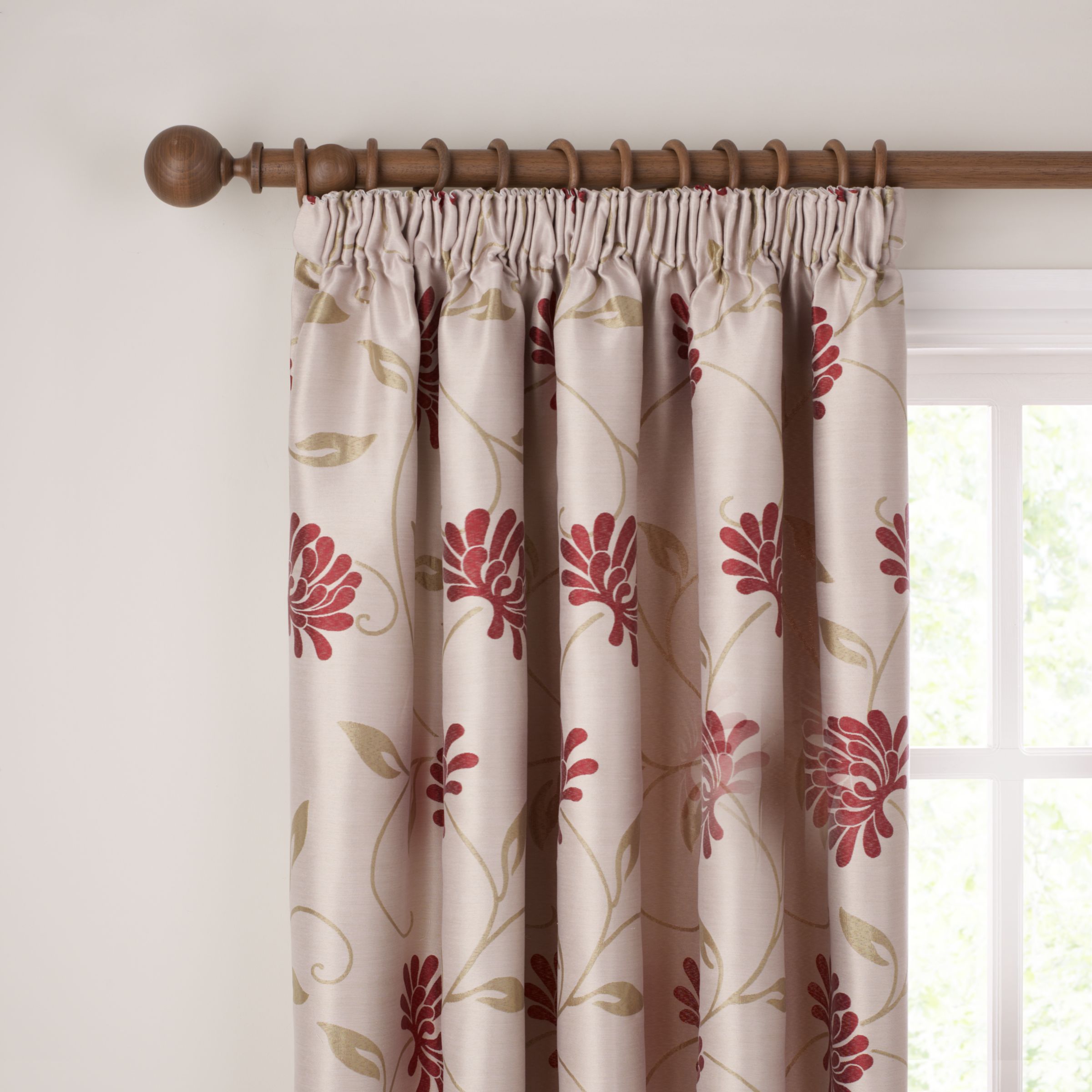 John Lewis Juliana Pencil Pleat Curtains, Red