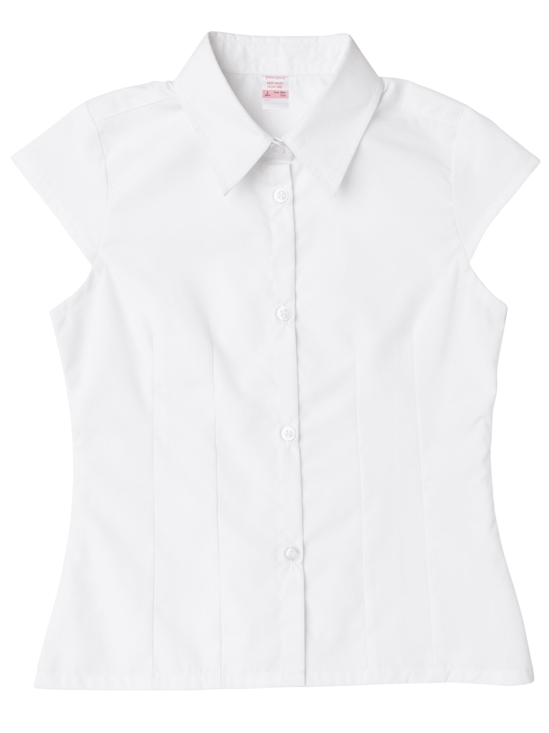 John Lewis Easy-Care Cap Sleeve Blouse, White, Age 11
