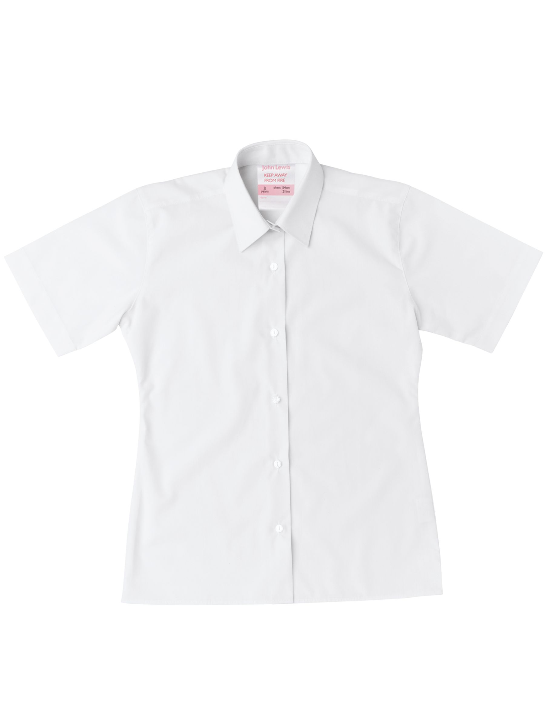 John Lewis Short Sleeve Blouse, White, 3 Pack,