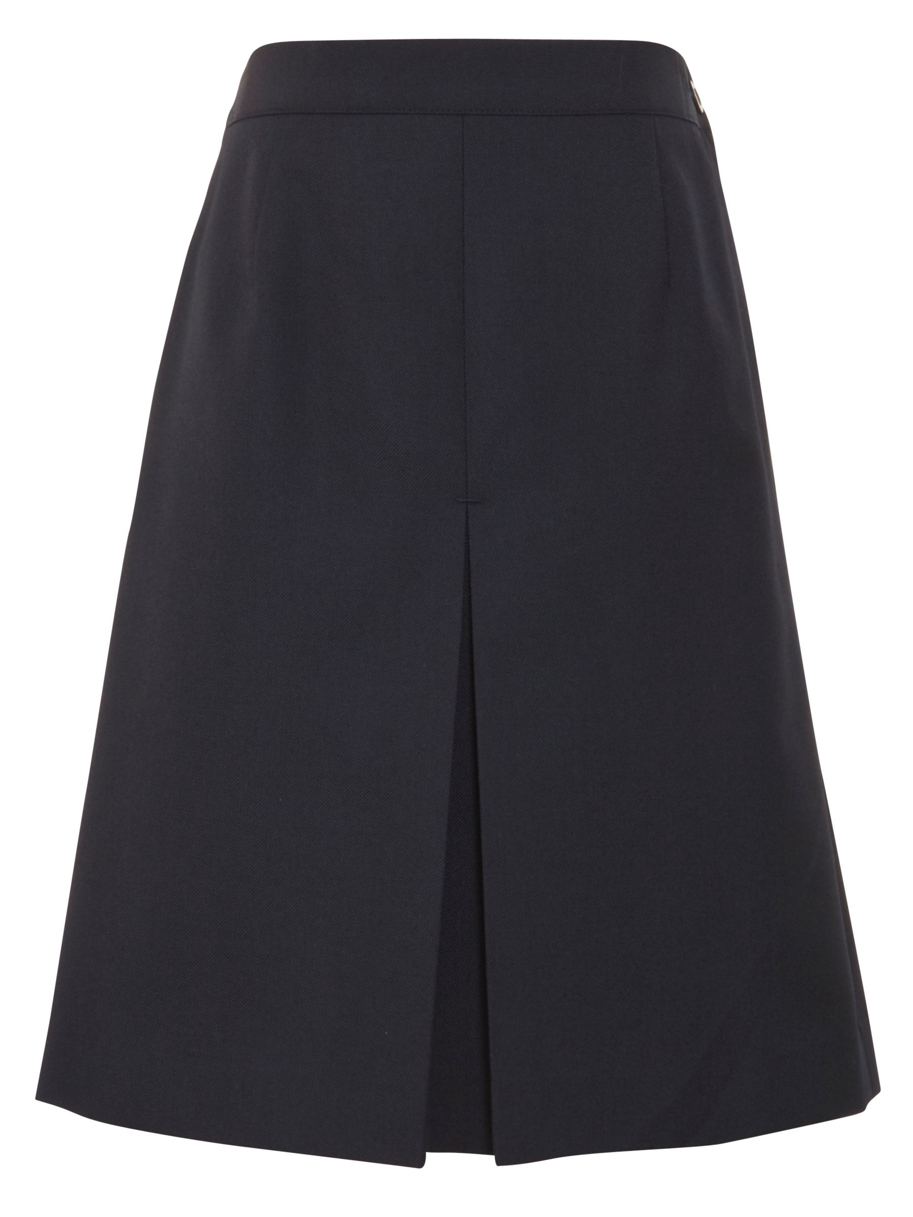John Lewis Wool Mix Invert Pleat Skirt, Navy, Size 32'' Long