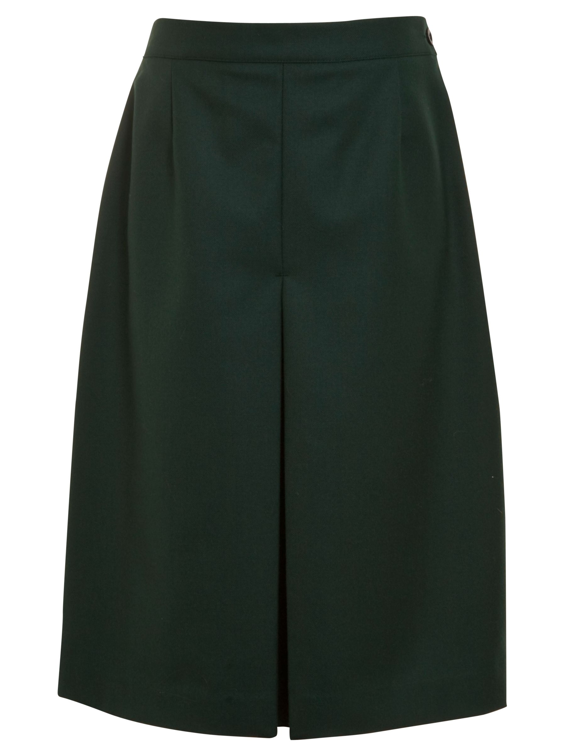 John Lewis Wool Mix Invert Pleat Skirt, Bottle, Age 15 Long