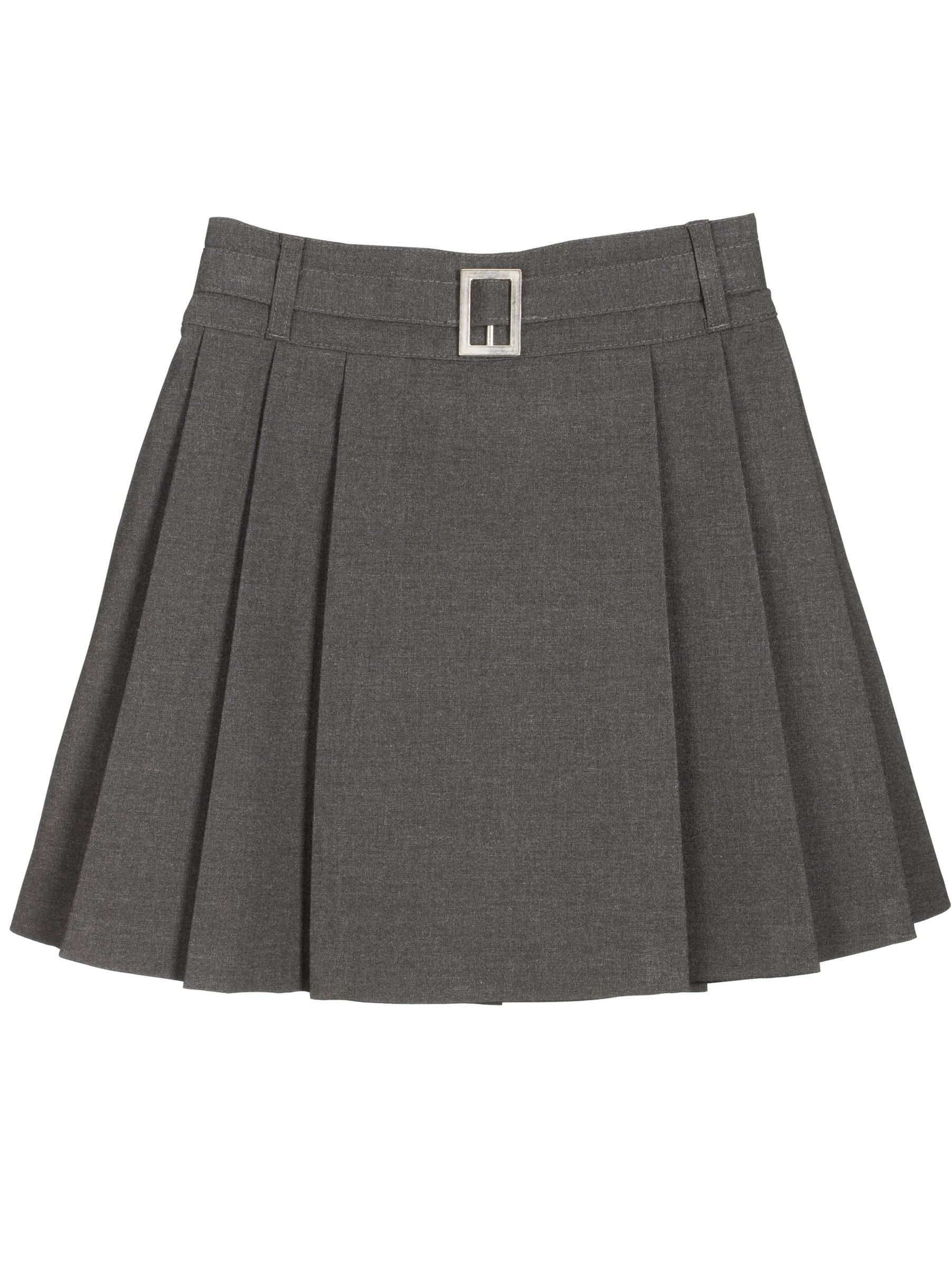 John Lewis Kilted Belt Skirt, Grey, Age 15