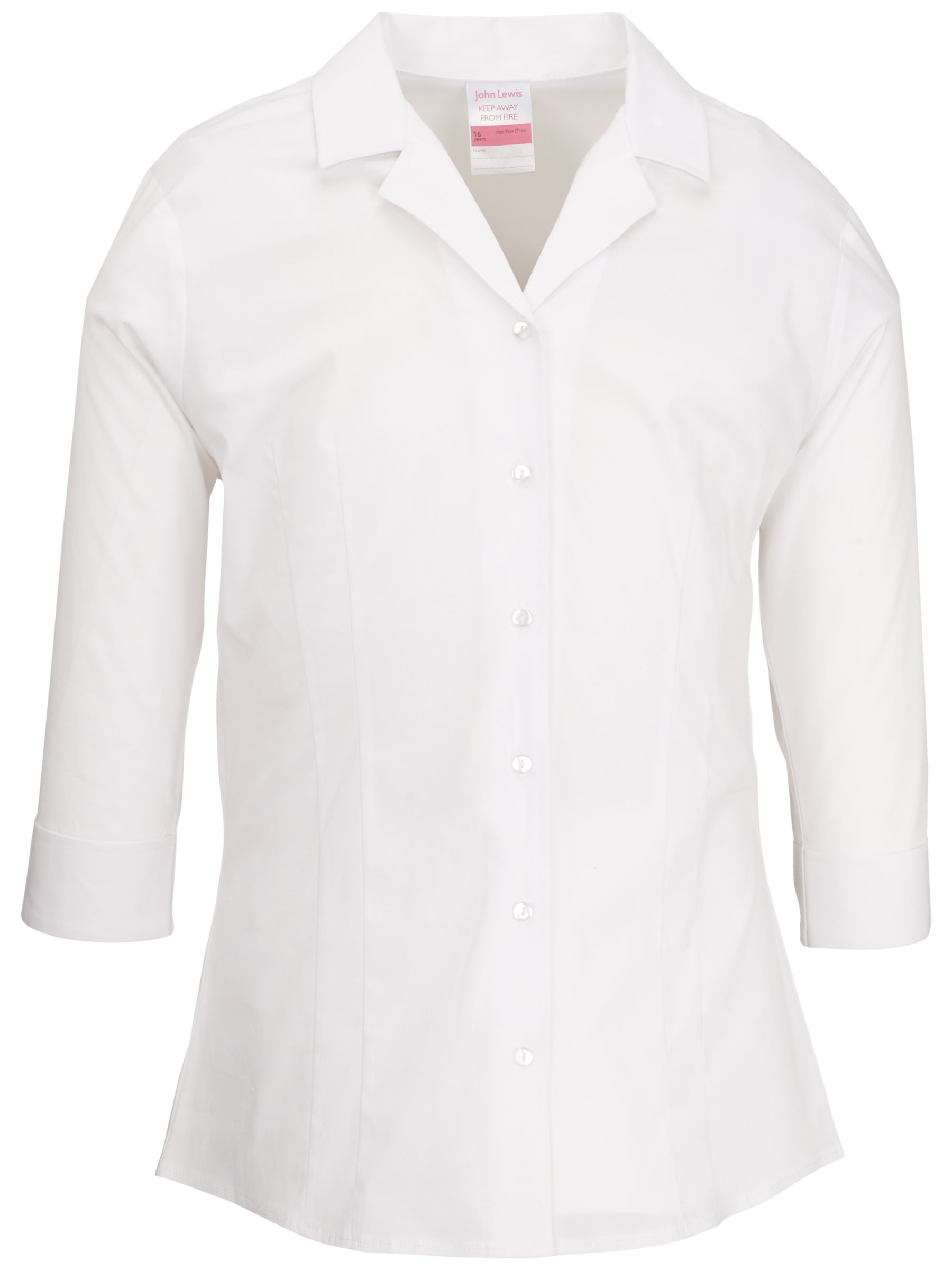 John Lewis Fitted Cotton Stretch Blouse, White
