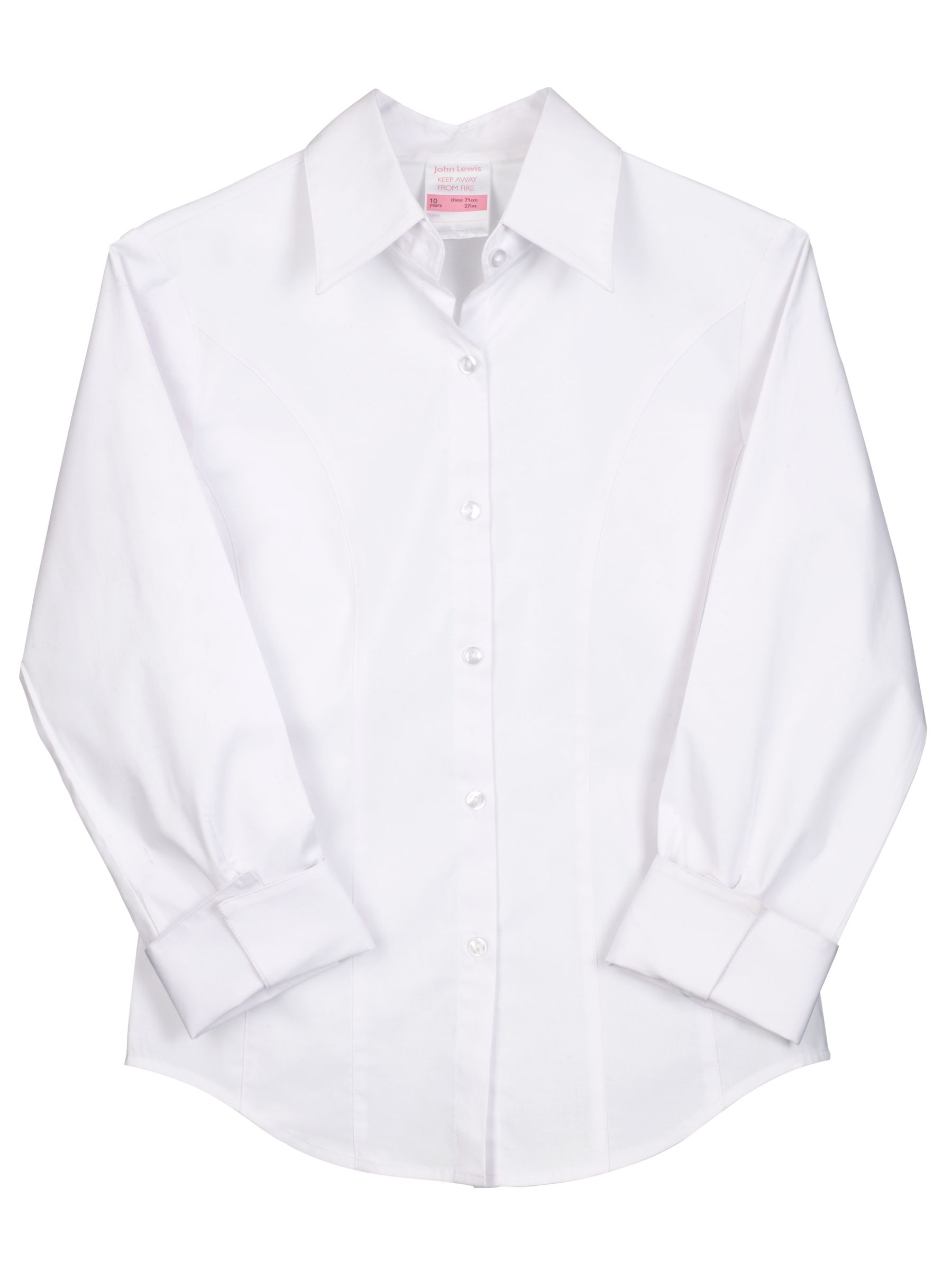John Lewis Fitted Cotton Stretch Blouse, White, 11 Years