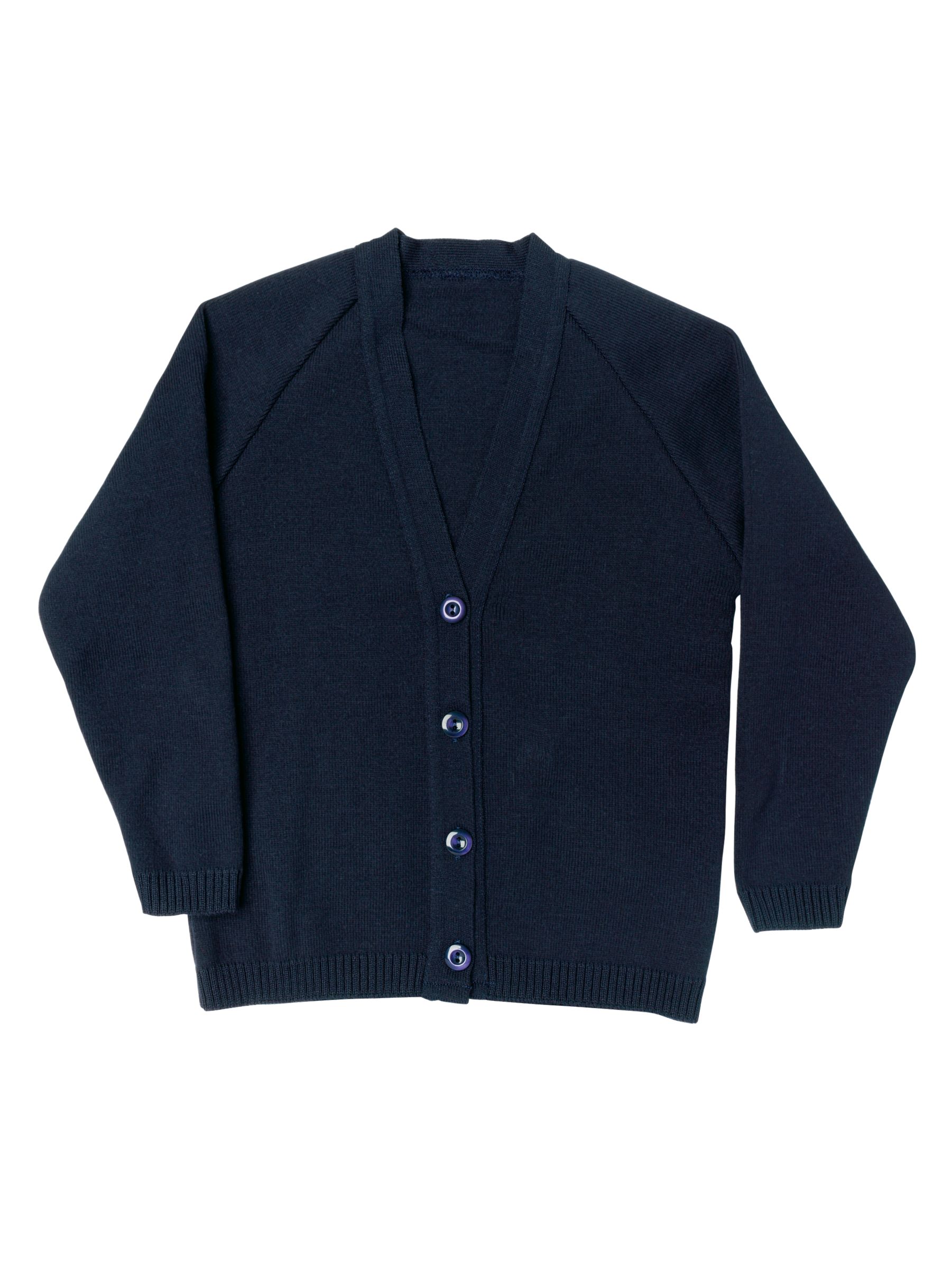 John Lewis Easy-Care Acrylic Cardigan, Navy, Age 15-16