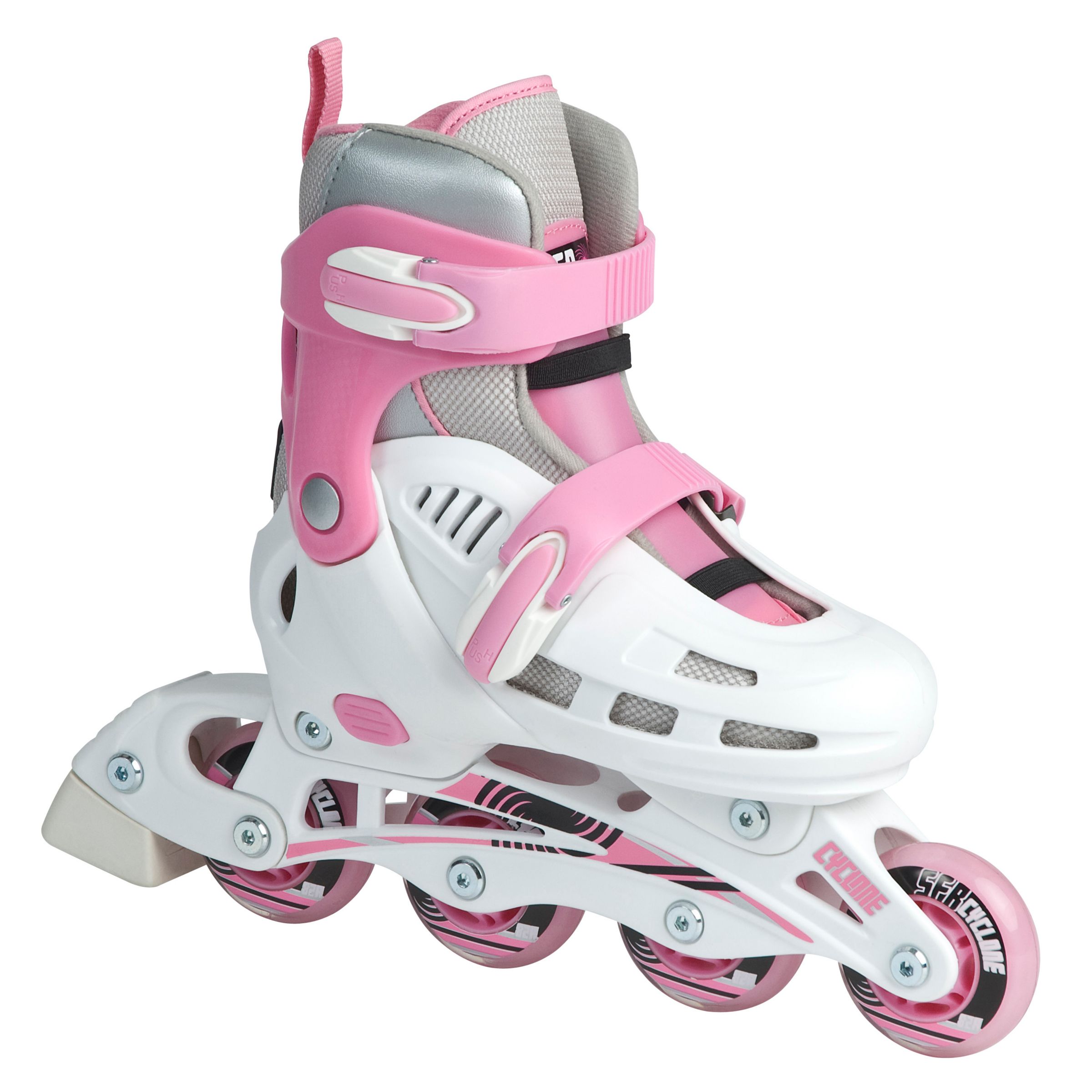 Stateside Cyclone Inline Adjustable Skates, Pink/White