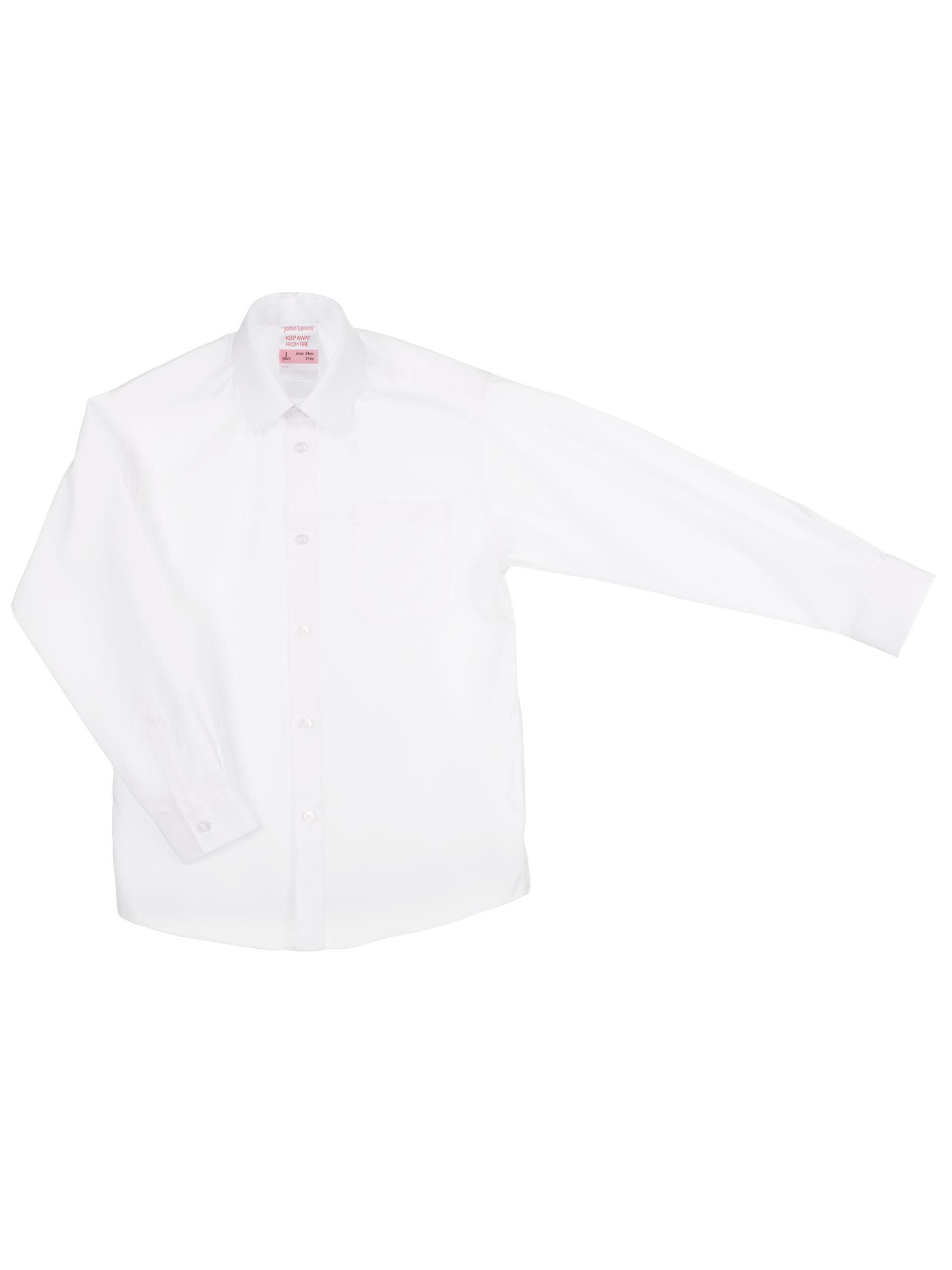 John Lewis Non-Iron Long Sleeve Blouse, White, 2