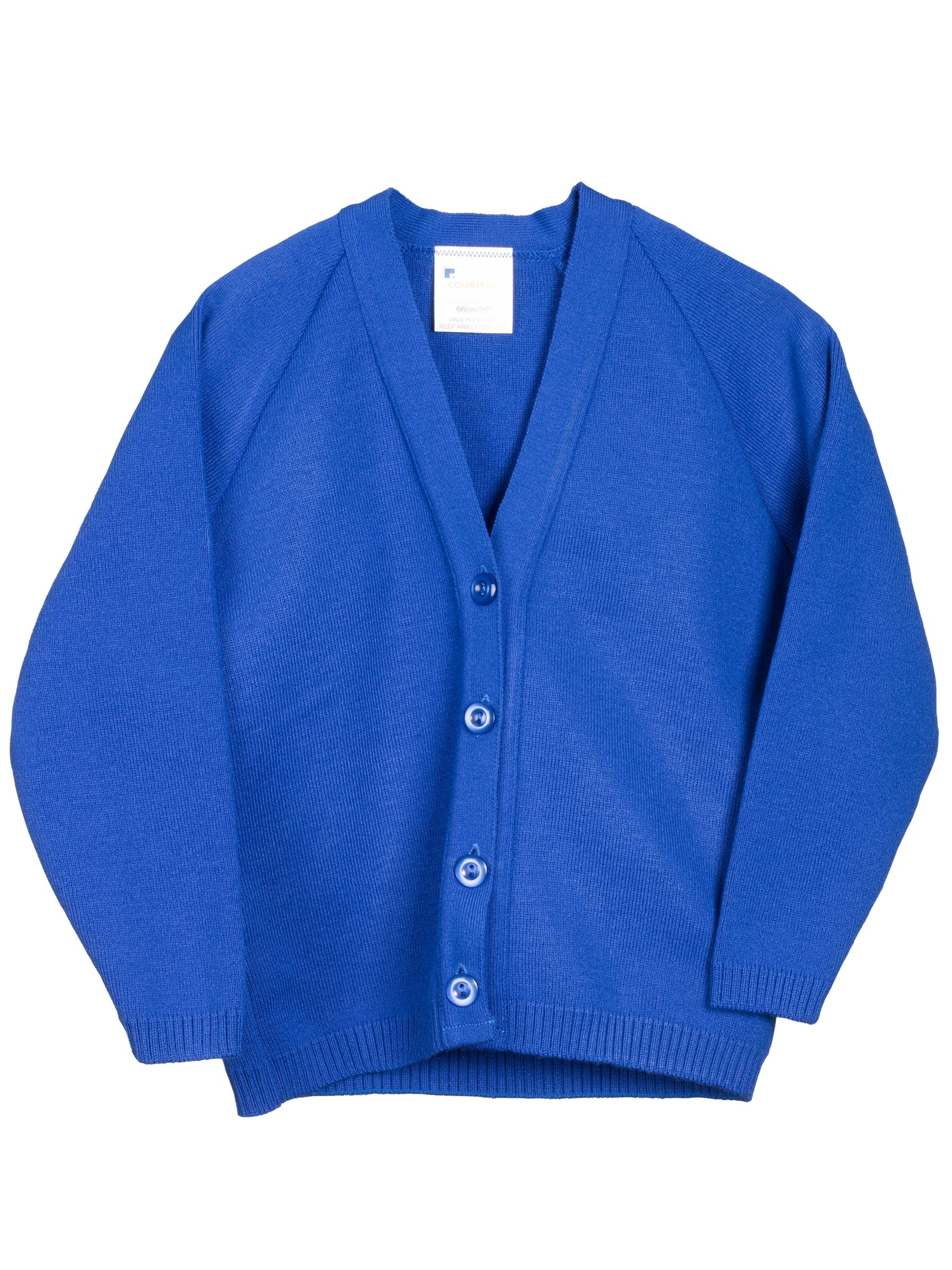 John Lewis Easy-Care Acrylic Cardigan, Royal, Age 7-8