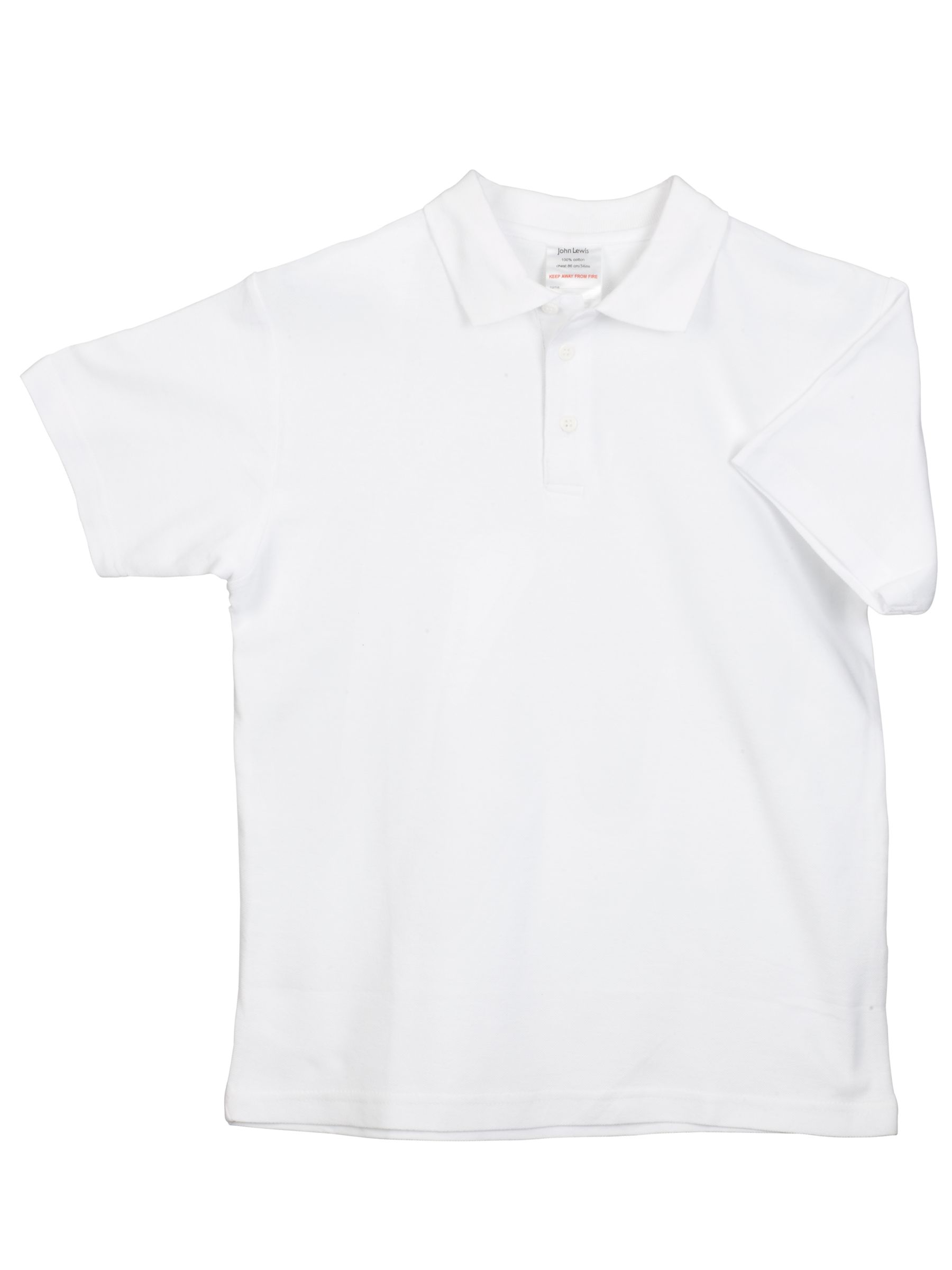 John Lewis Easy-Care Polo Shirts, Anti-Microbial, White, 2 Pack, Age 5