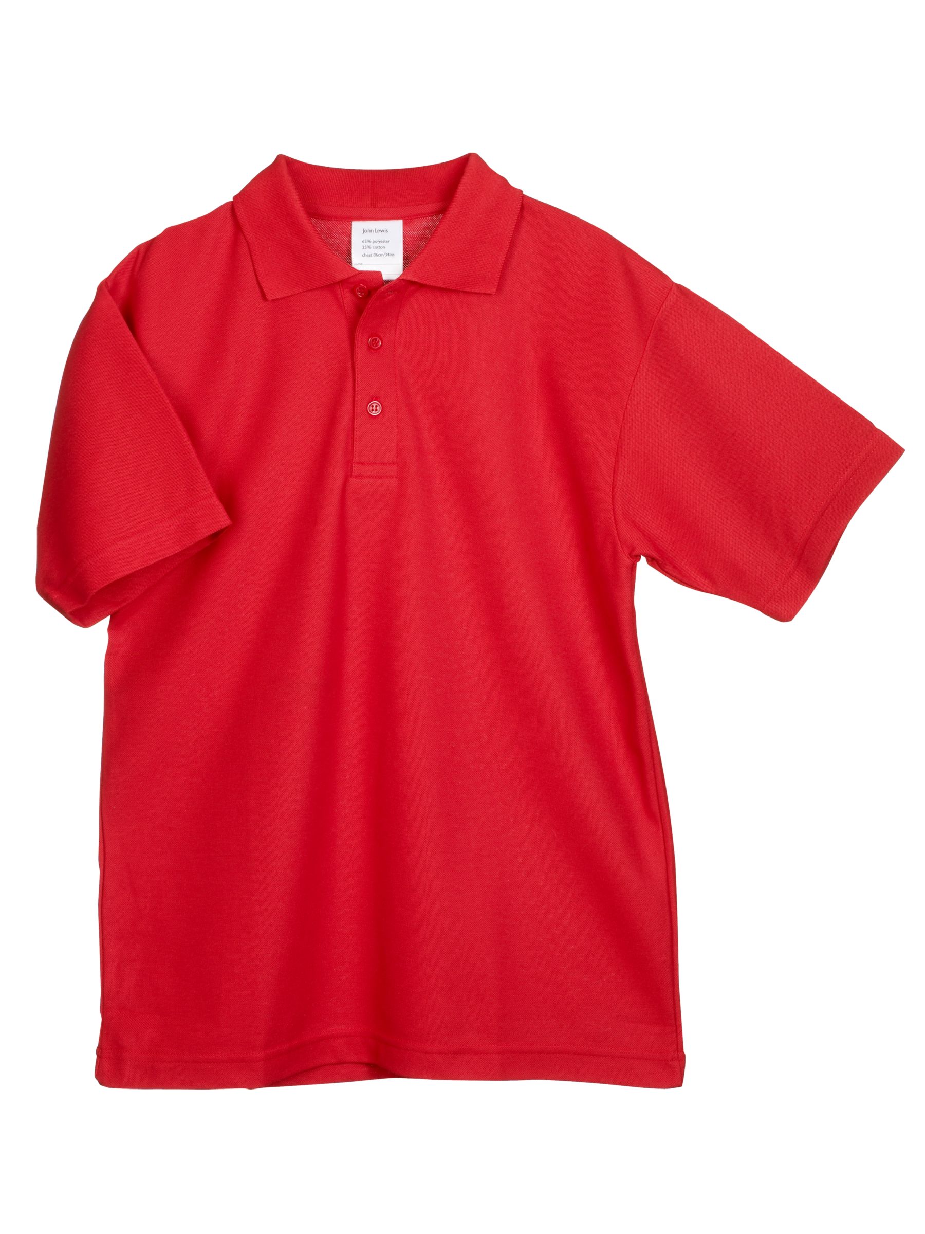 John Lewis Easy-Care Polo Shirt, Red, 2 Pack, Age 8