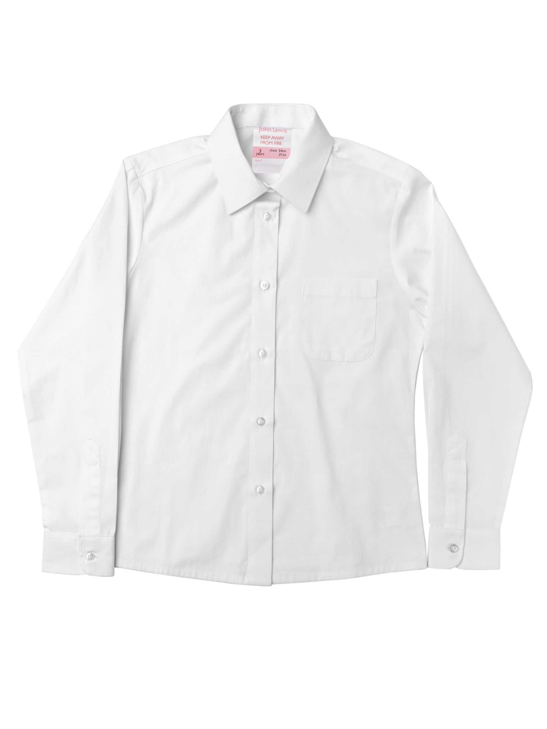 John Lewis Button To Neck Fairtrade Blouse, White, 7 Years
