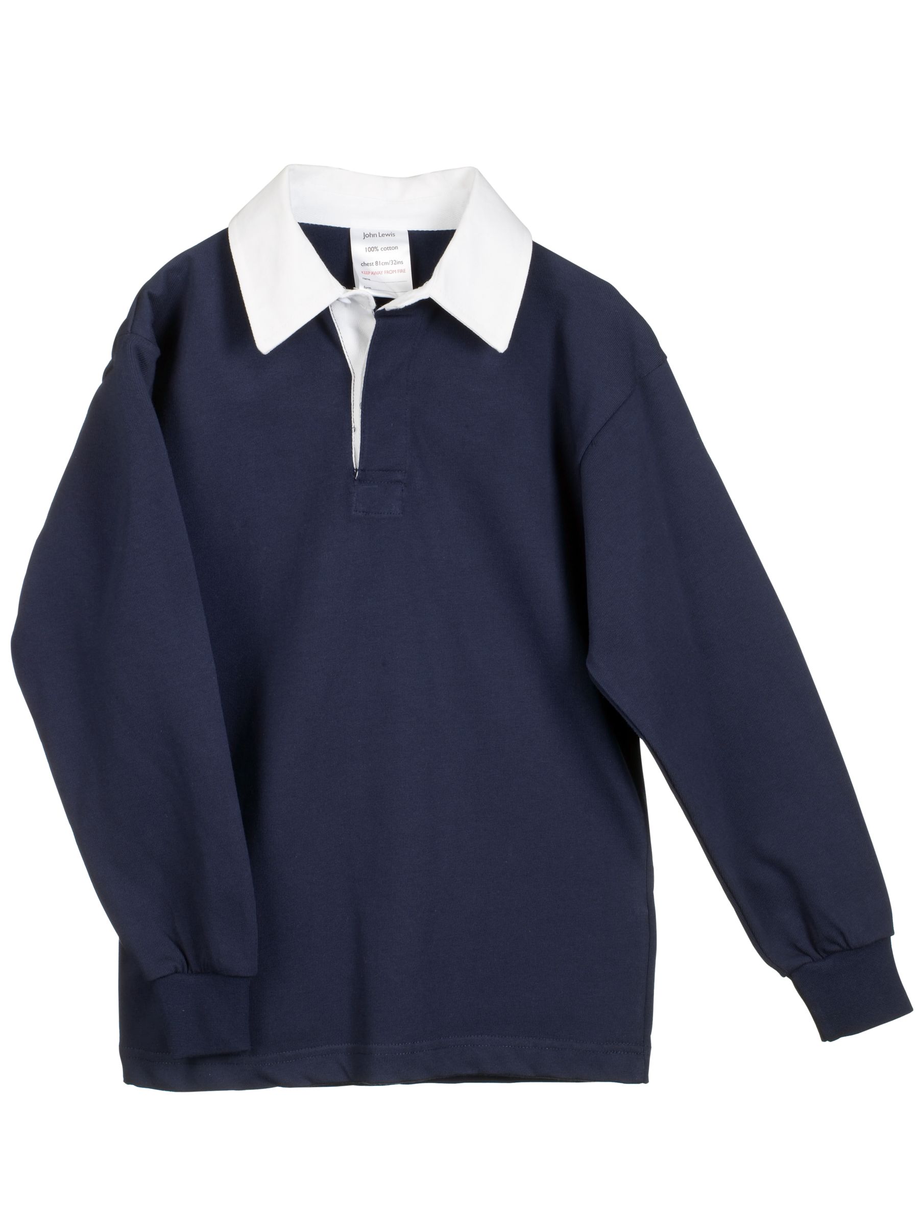 John Lewis Cotton Rugby Shirt, Navy, Age 7-8