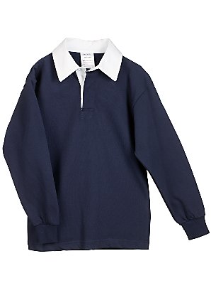 Cotton Rugby Shirt, Navy, Age 7-8