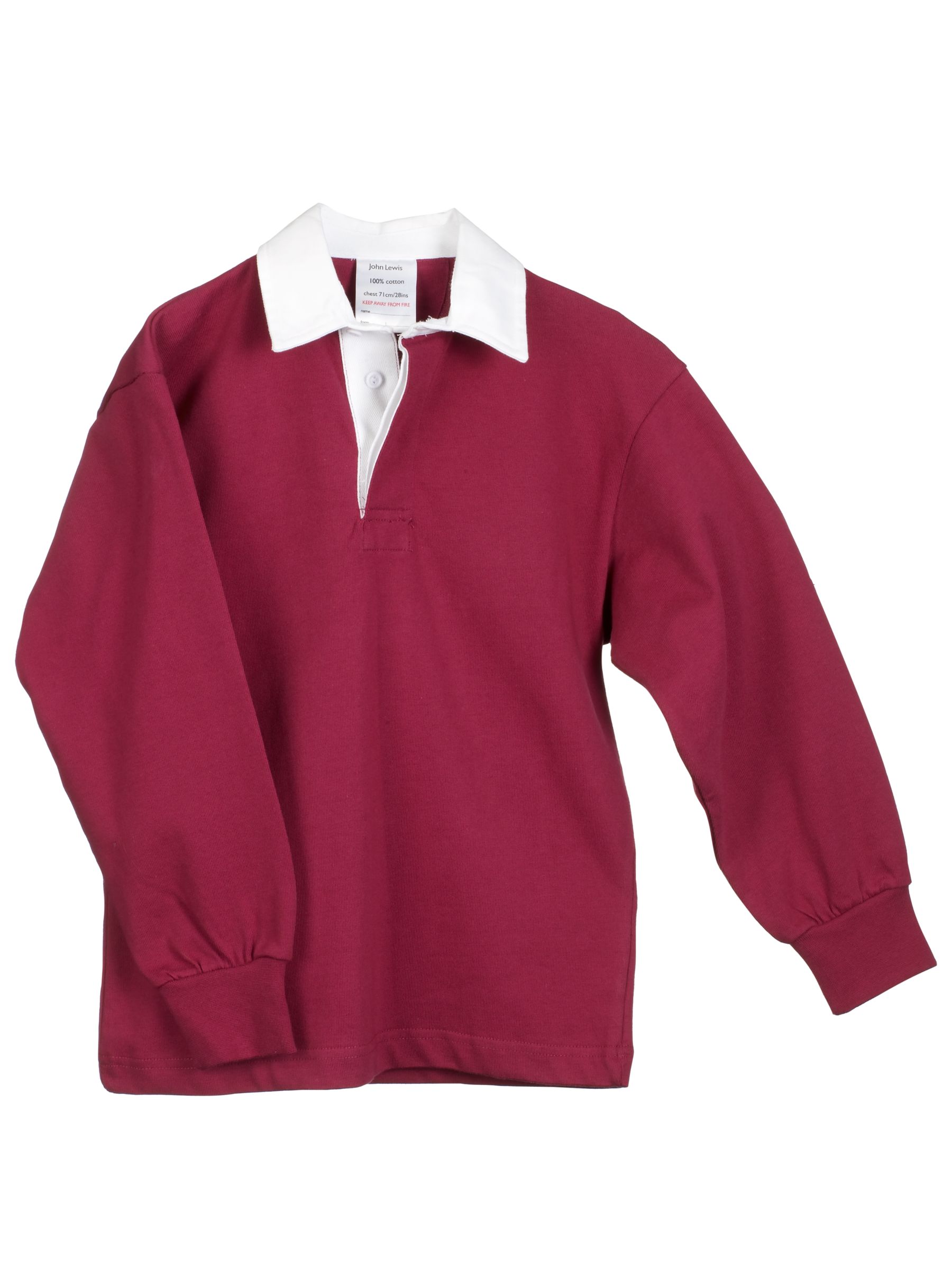 John Lewis Cotton Rugby Shirt, Maroon, Age 13-14