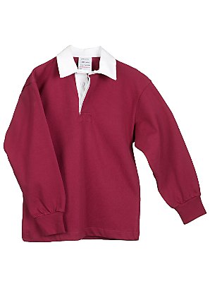 Cotton Rugby Shirt, Maroon, Age 13-14