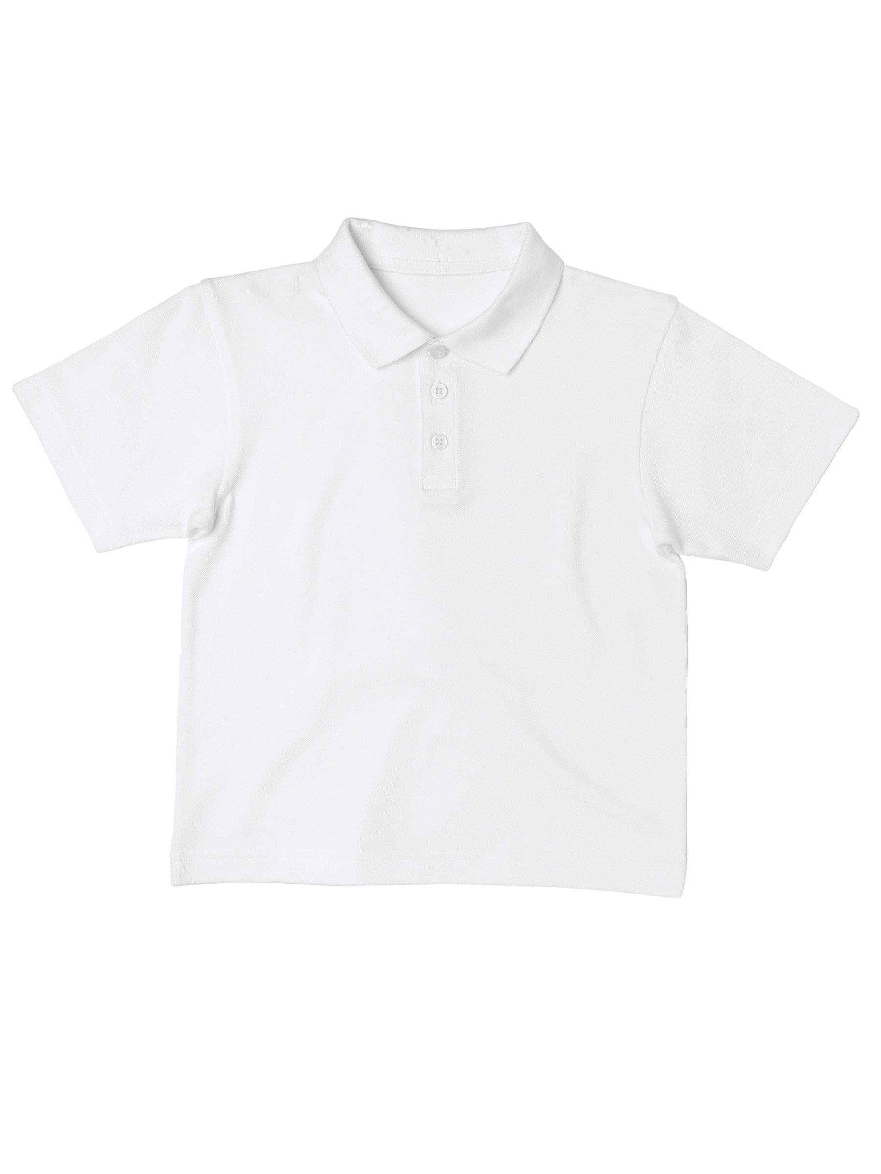 John Lewis Fairtrade Cotton Polo Shirt, White, 2 Pack, Age 12