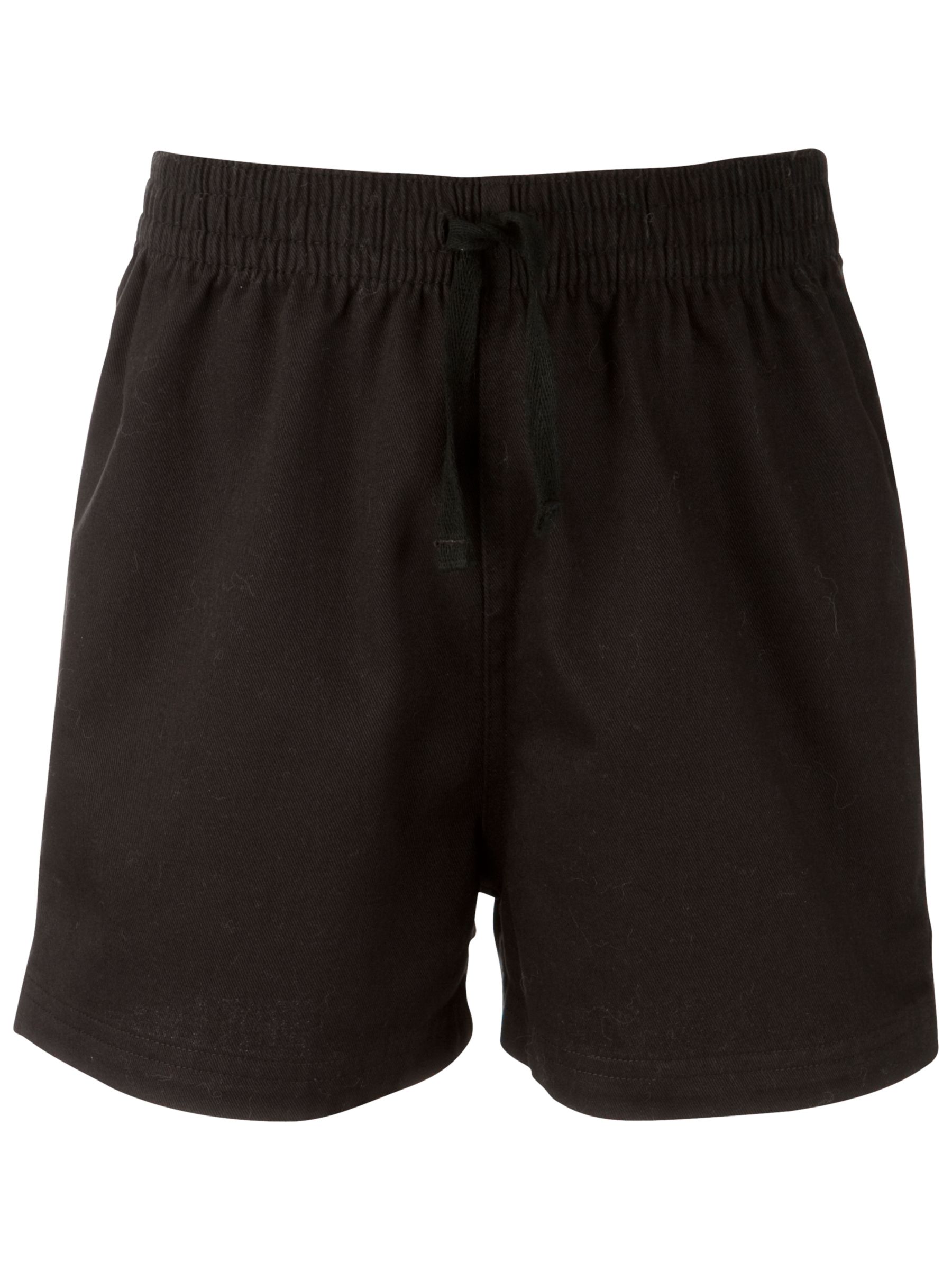 John Lewis Cotton PE Shorts, Black, Age 7-8