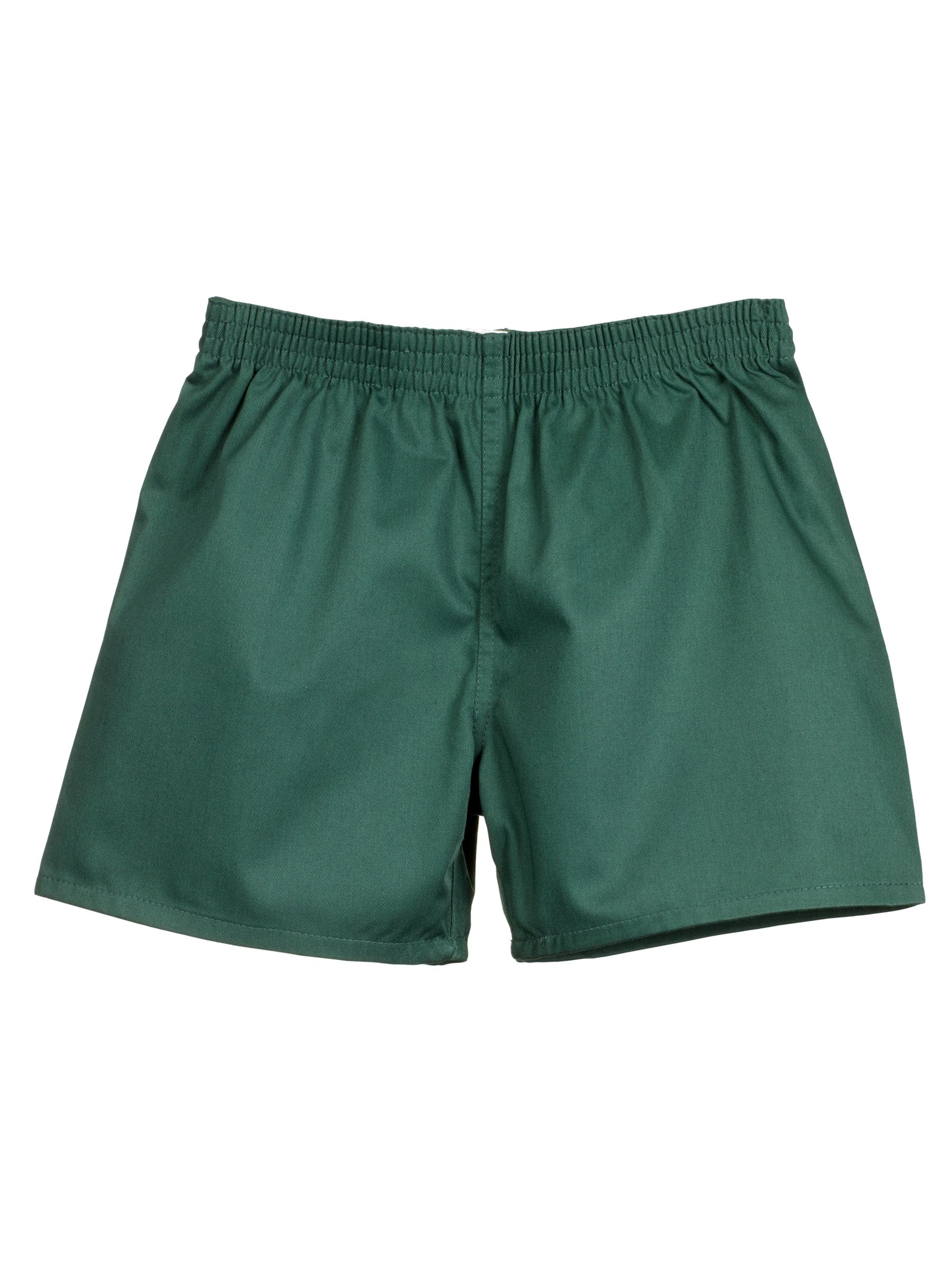John Lewis Cotton PE Shorts, Bottle Green, Age 9-10