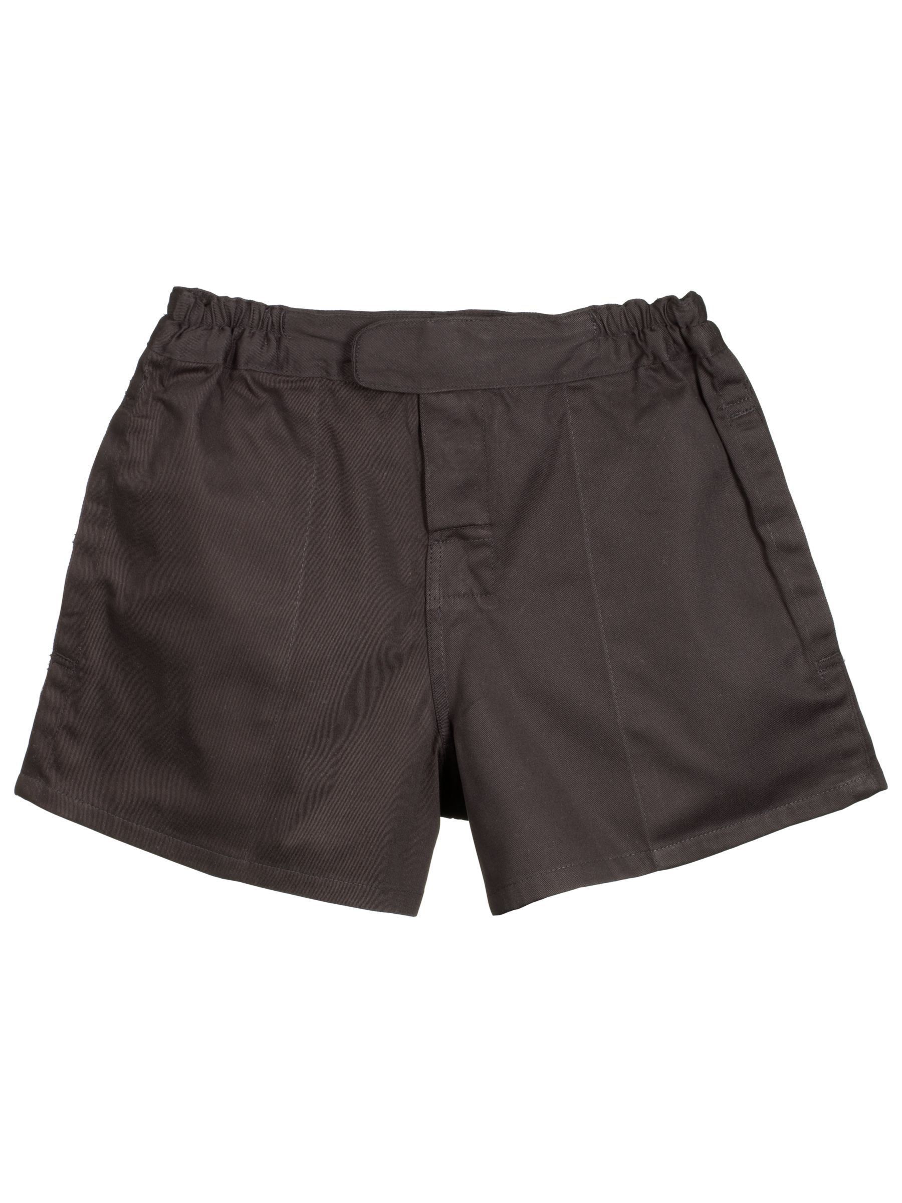 John Lewis Fly Front Rugby Shorts, Black, Age 15-16