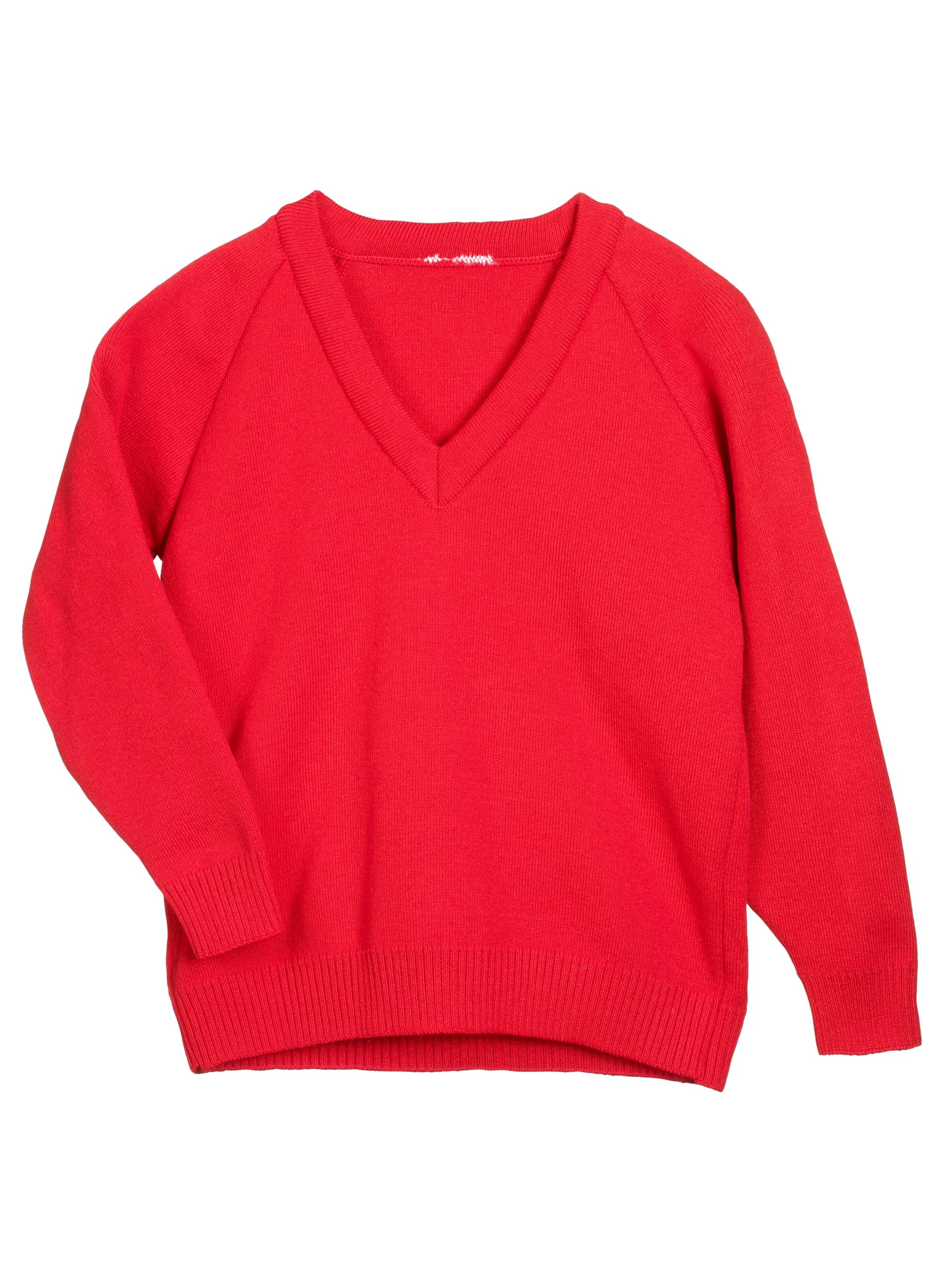 John Lewis Easy-Care Acrylic Jumper, Red, Age 11-12