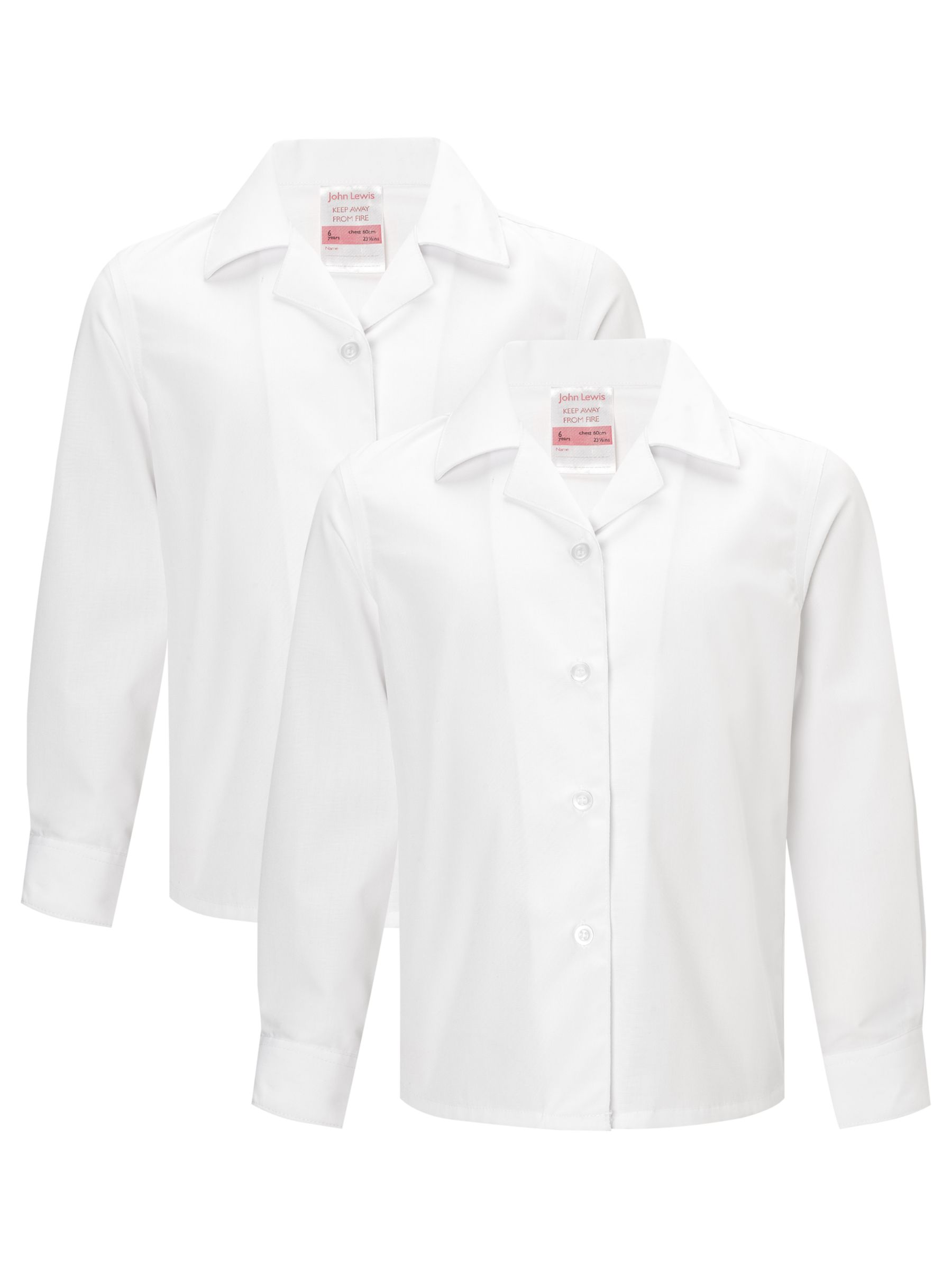 John Lewis Long Sleeve Open Neck Blouse, White,